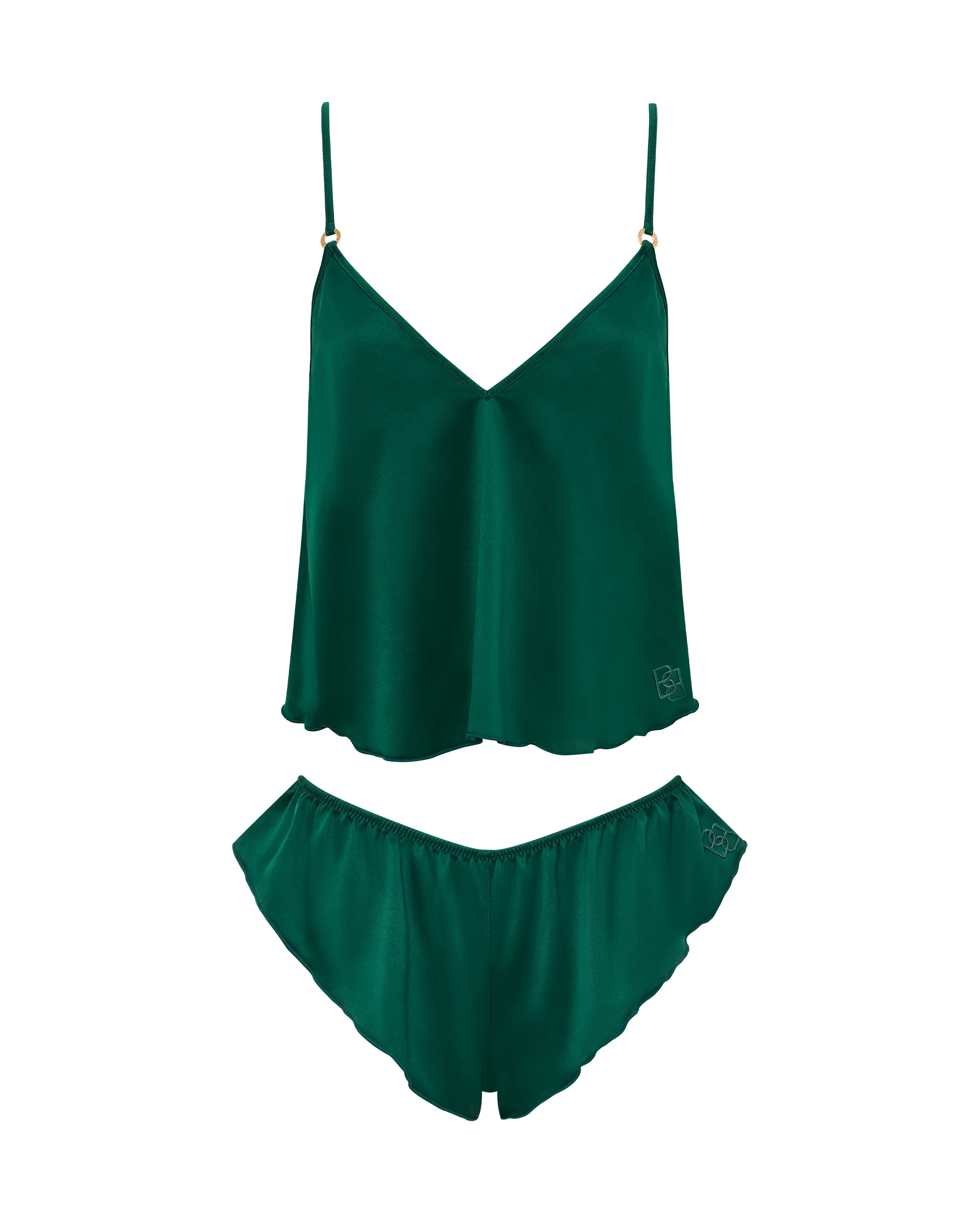 Faye Luxury Satin Cami and Short Set Aventurine Green