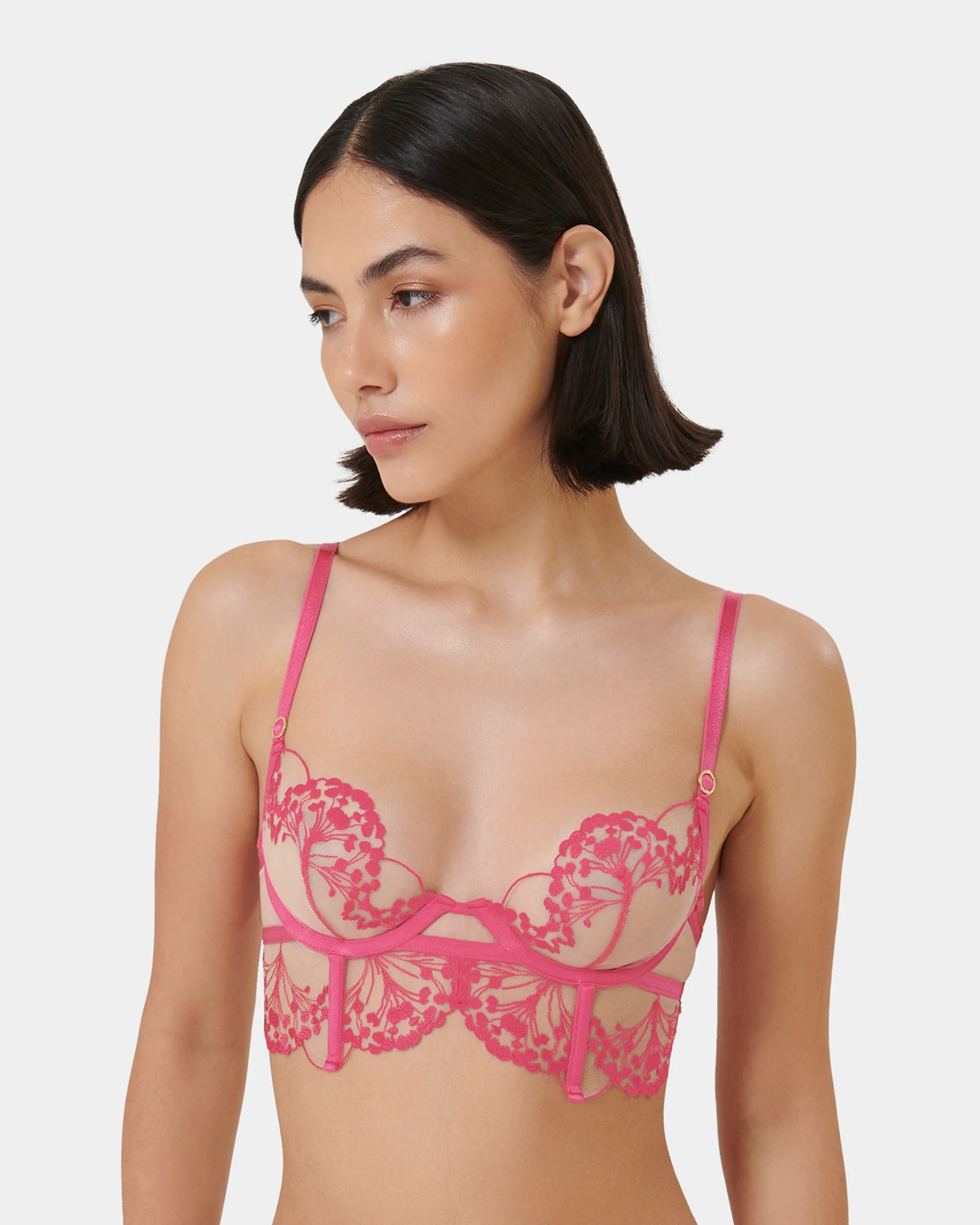 Marisa Embroidered Sheer Bra Pink