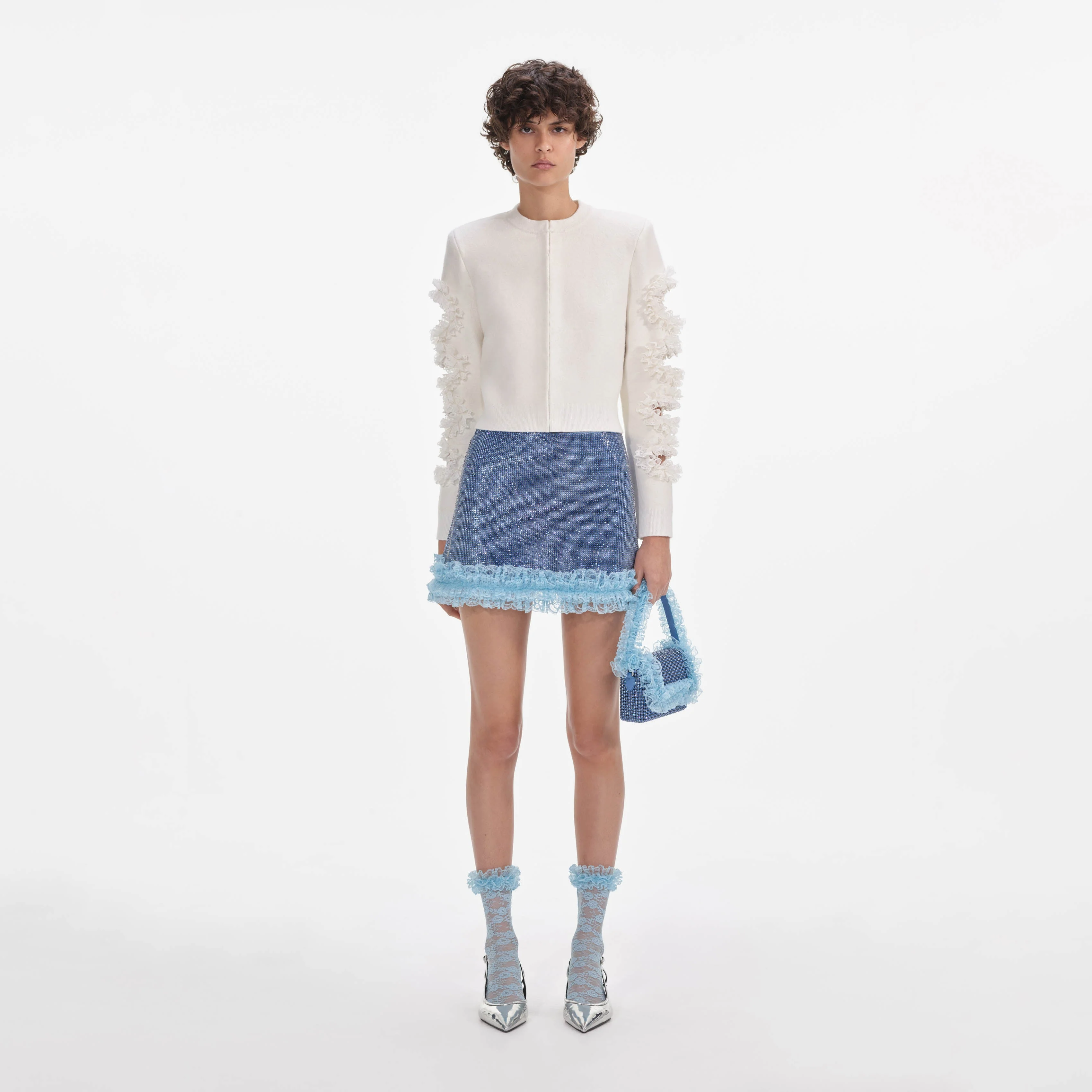 Blue Crystal Chainmail Mini Skirt