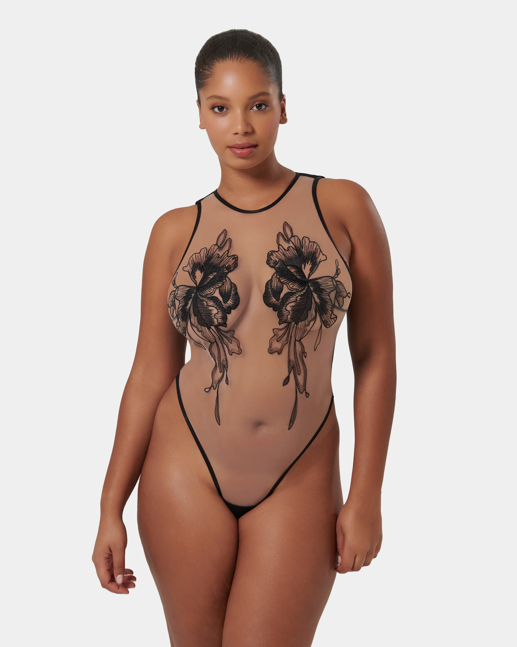 Safiya Soft Bodysuit Black/Sheer