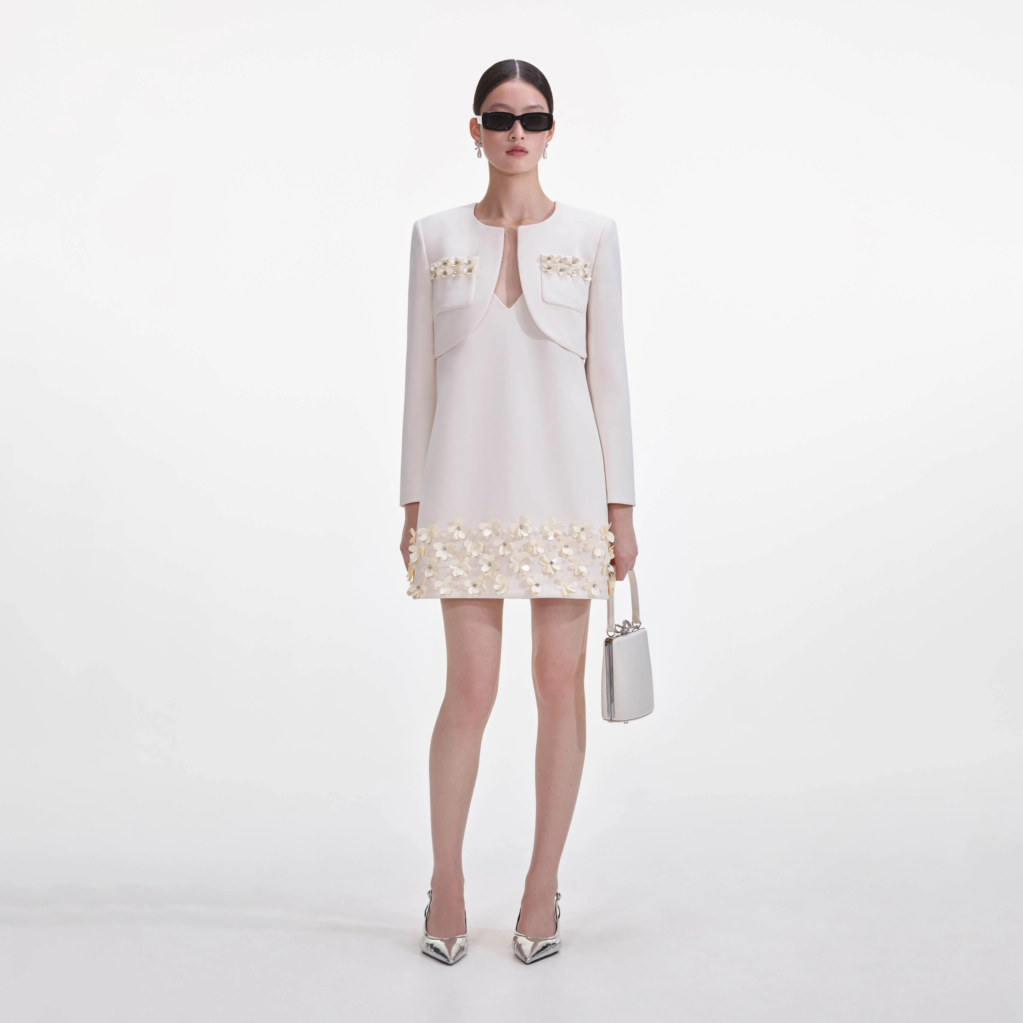 Cream Crepe 3D Sequin Jacket