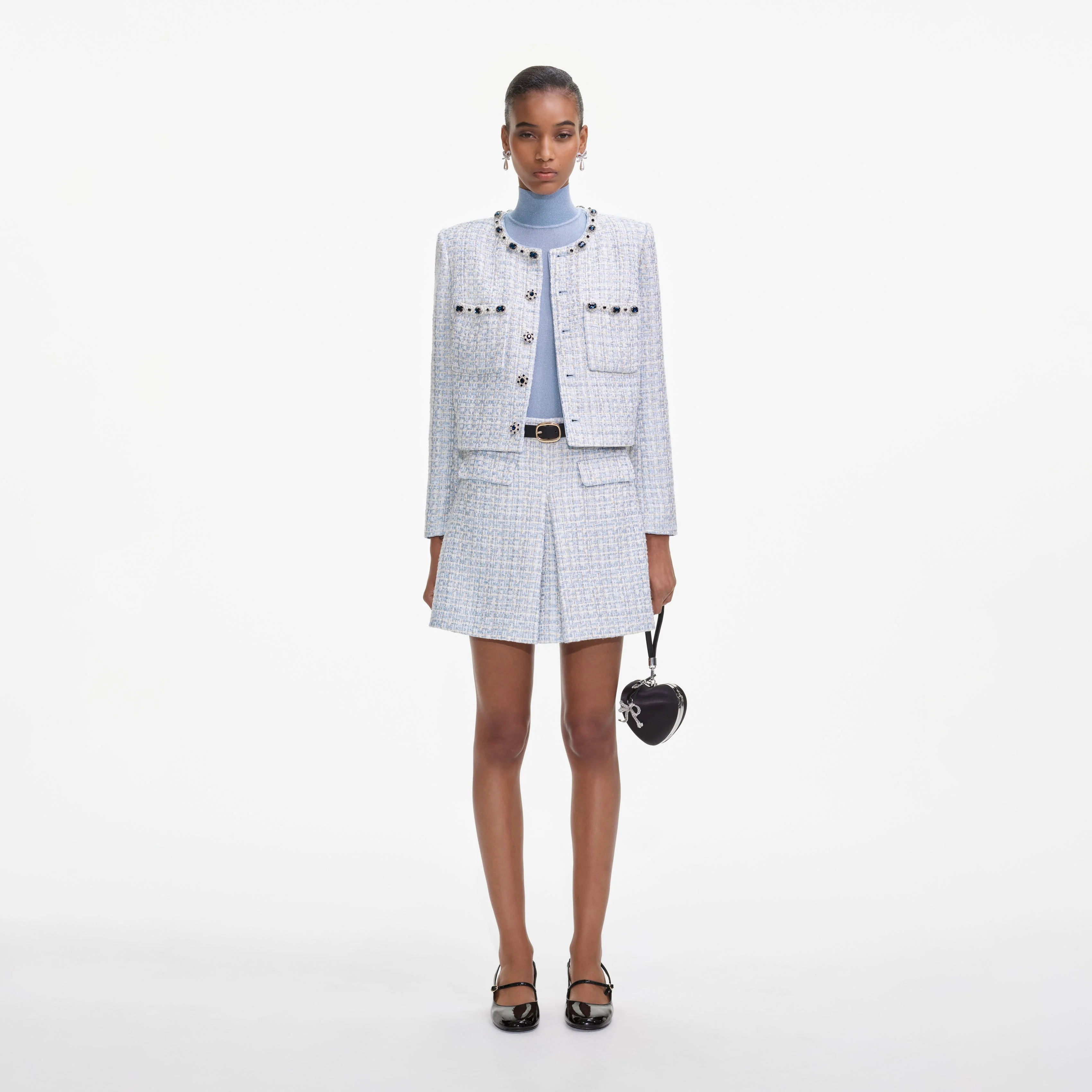 Blue Boucle Mini Skirt