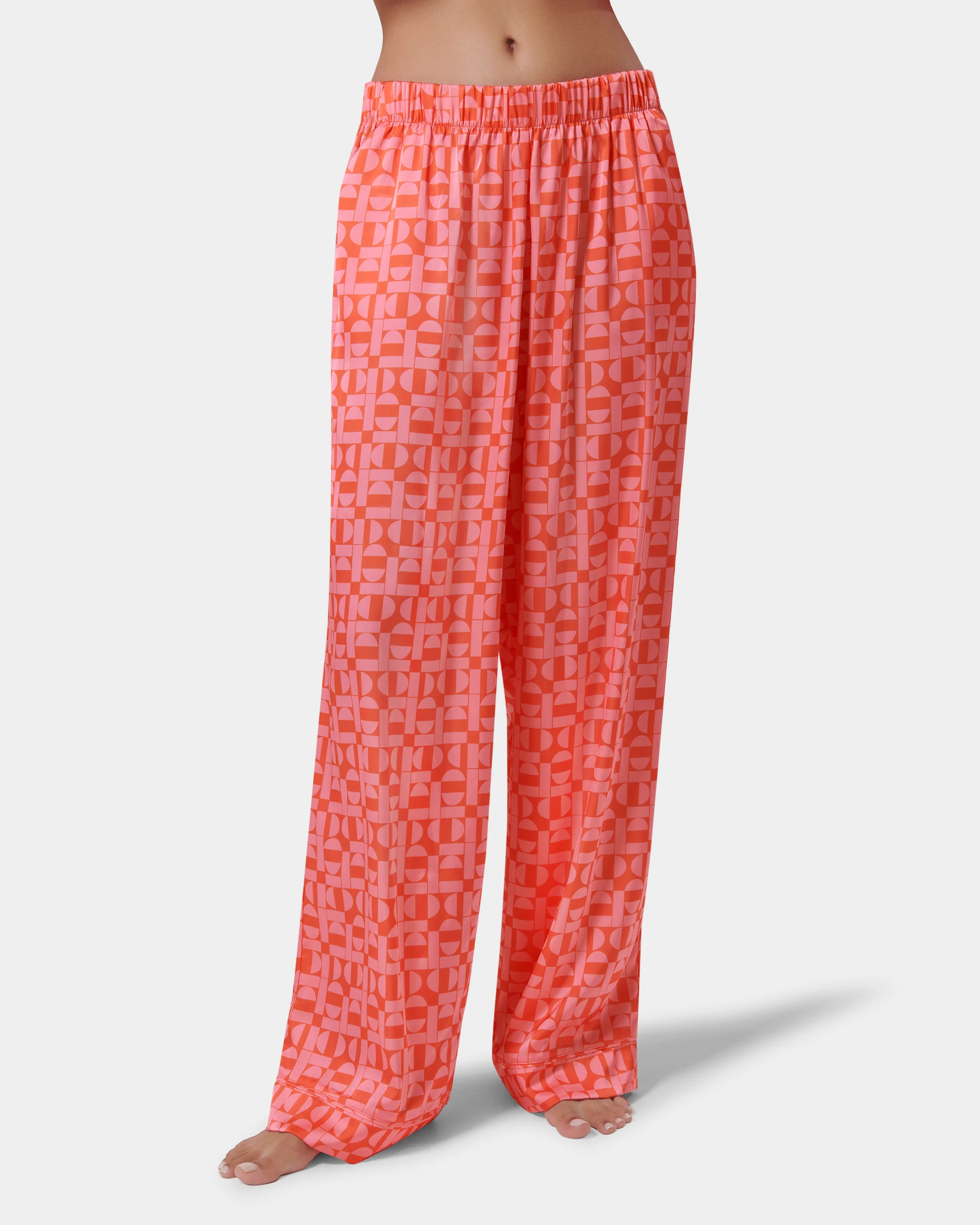 Tabitha Luxury Satin Long Pyjama Set Hot Coral/Dianthus Pink