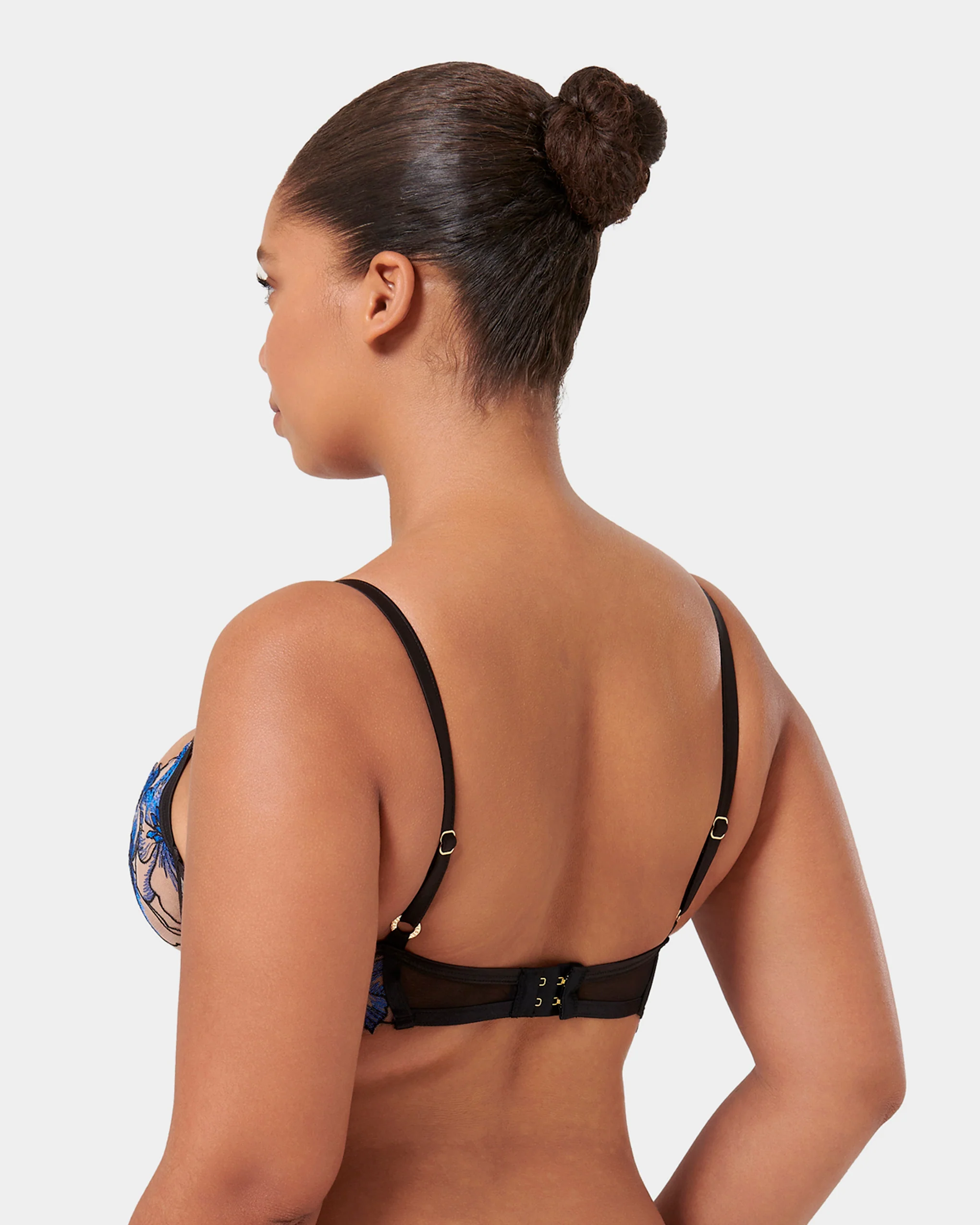 Lyandra Floral Embroidered Bra Blue