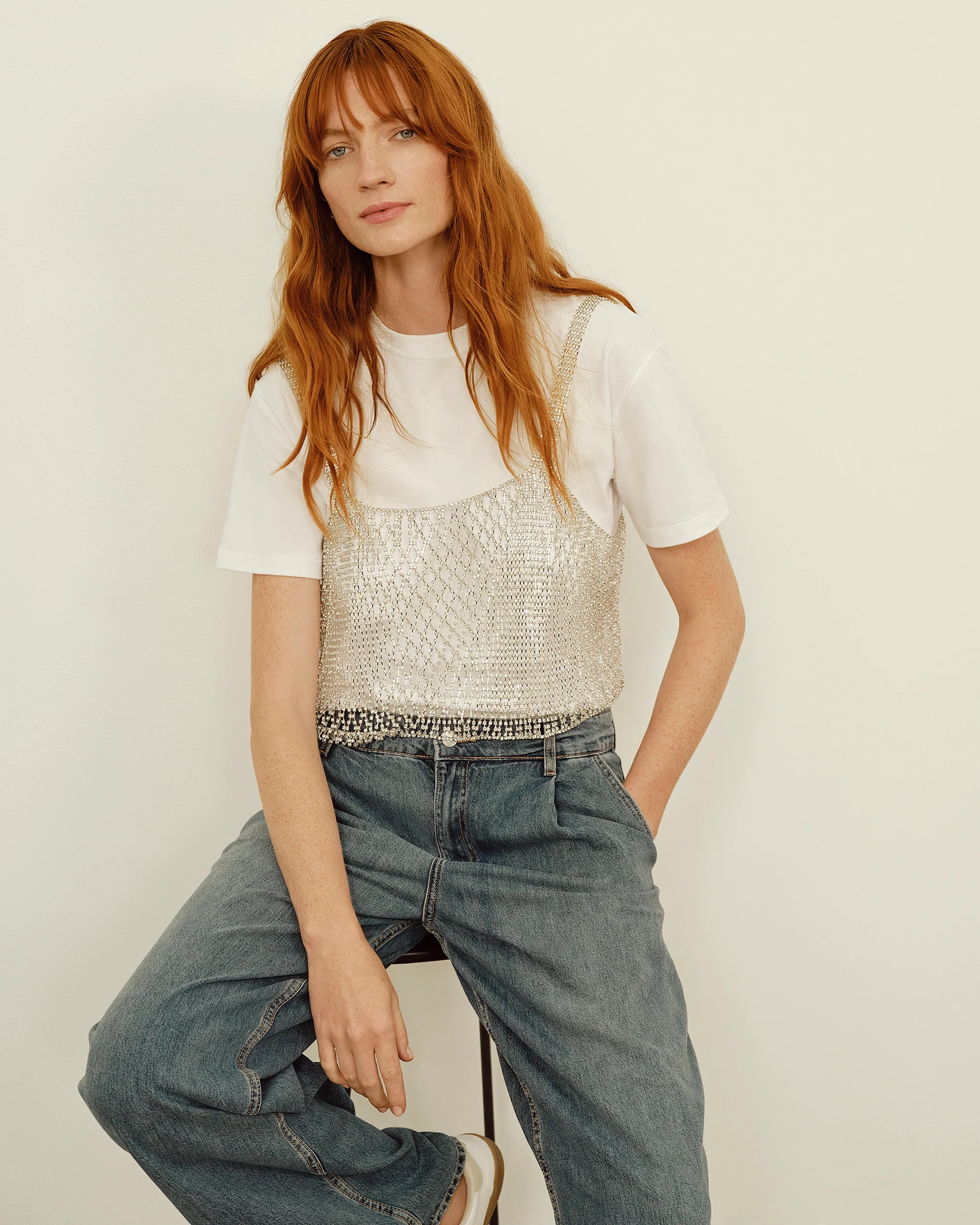 Elsa Diamond Lattice Cami Silver/Clear