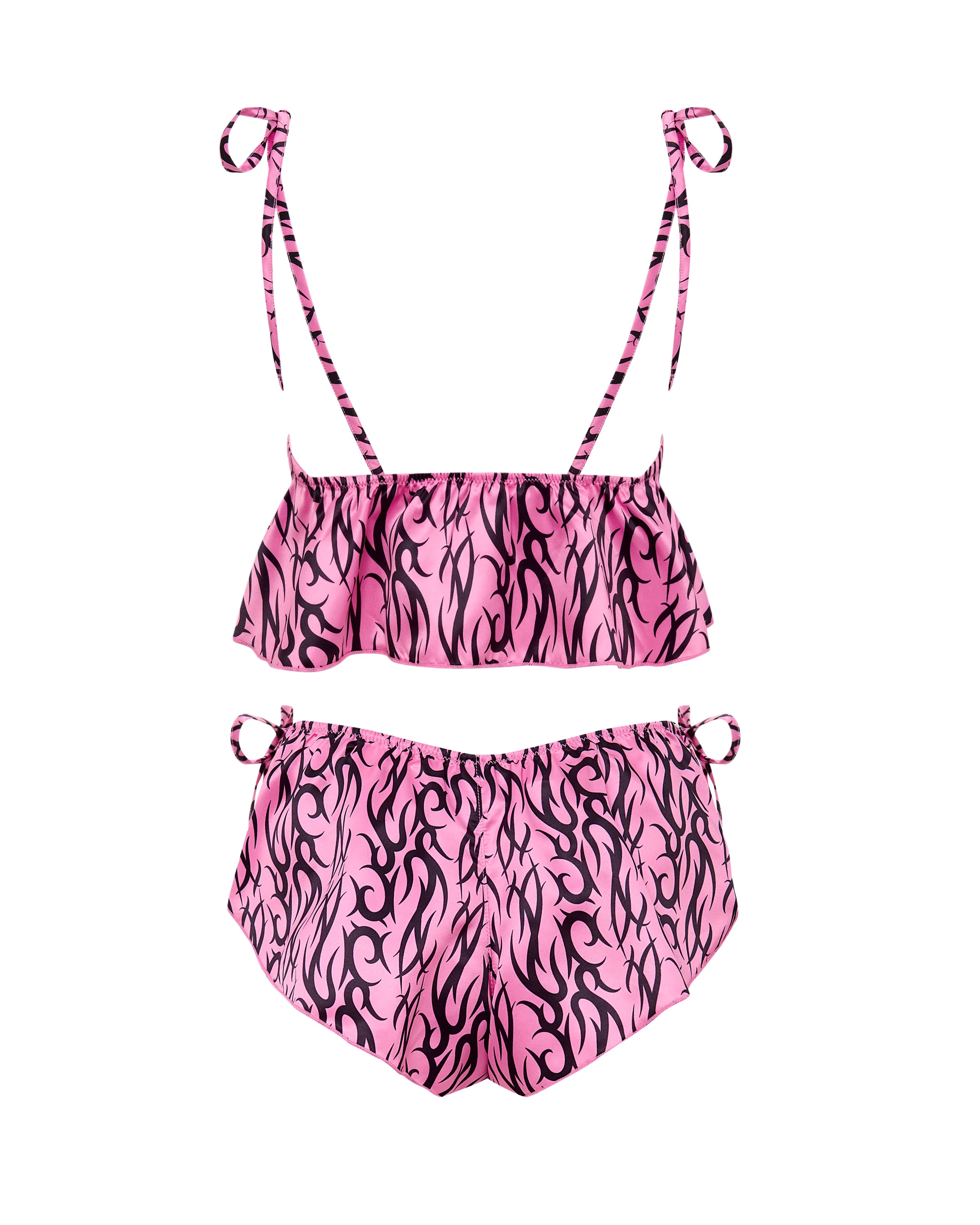 BB x Ashley Williams Tattoo Print Luxury Satin Crop Cami and Short Set