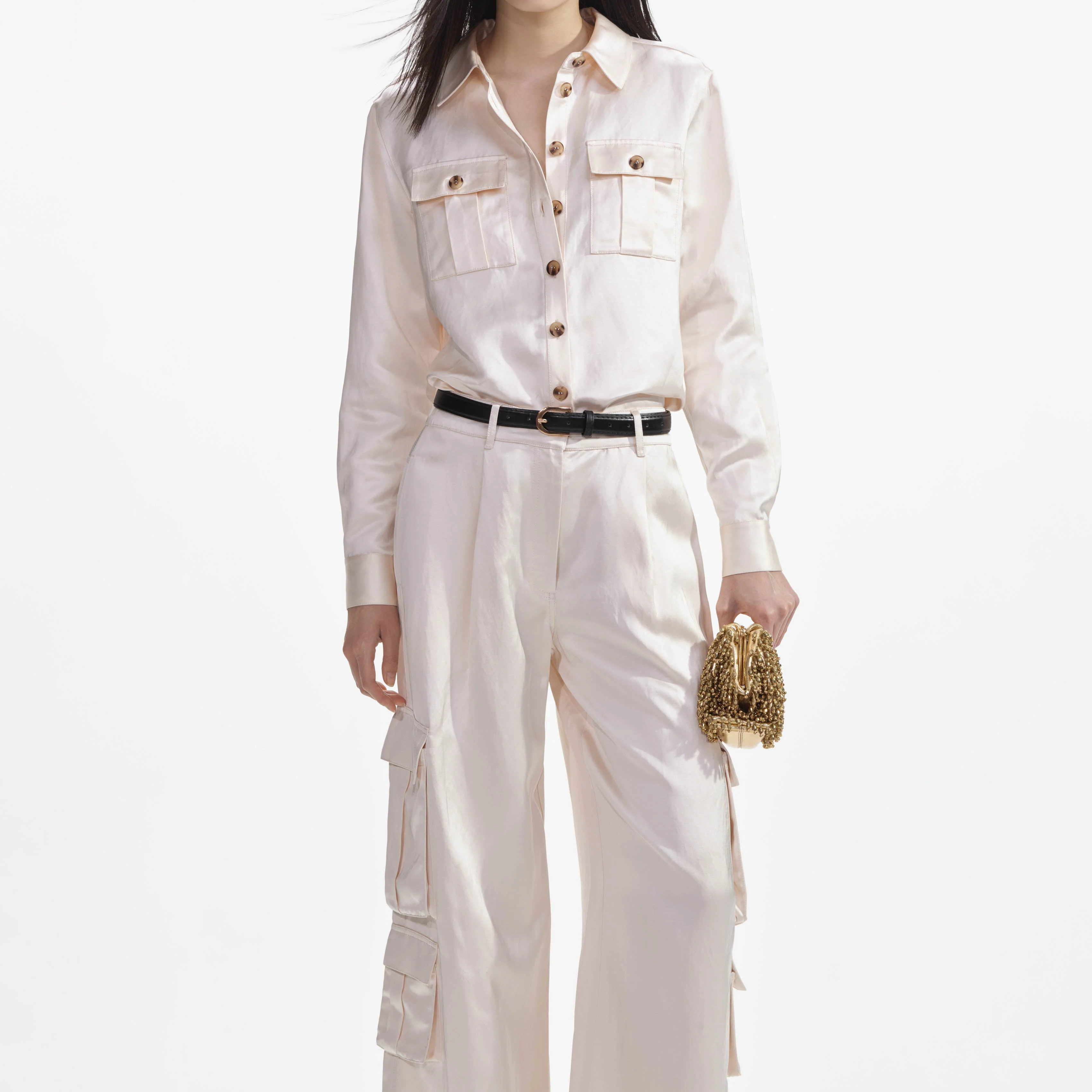 Cream Satin Shirt