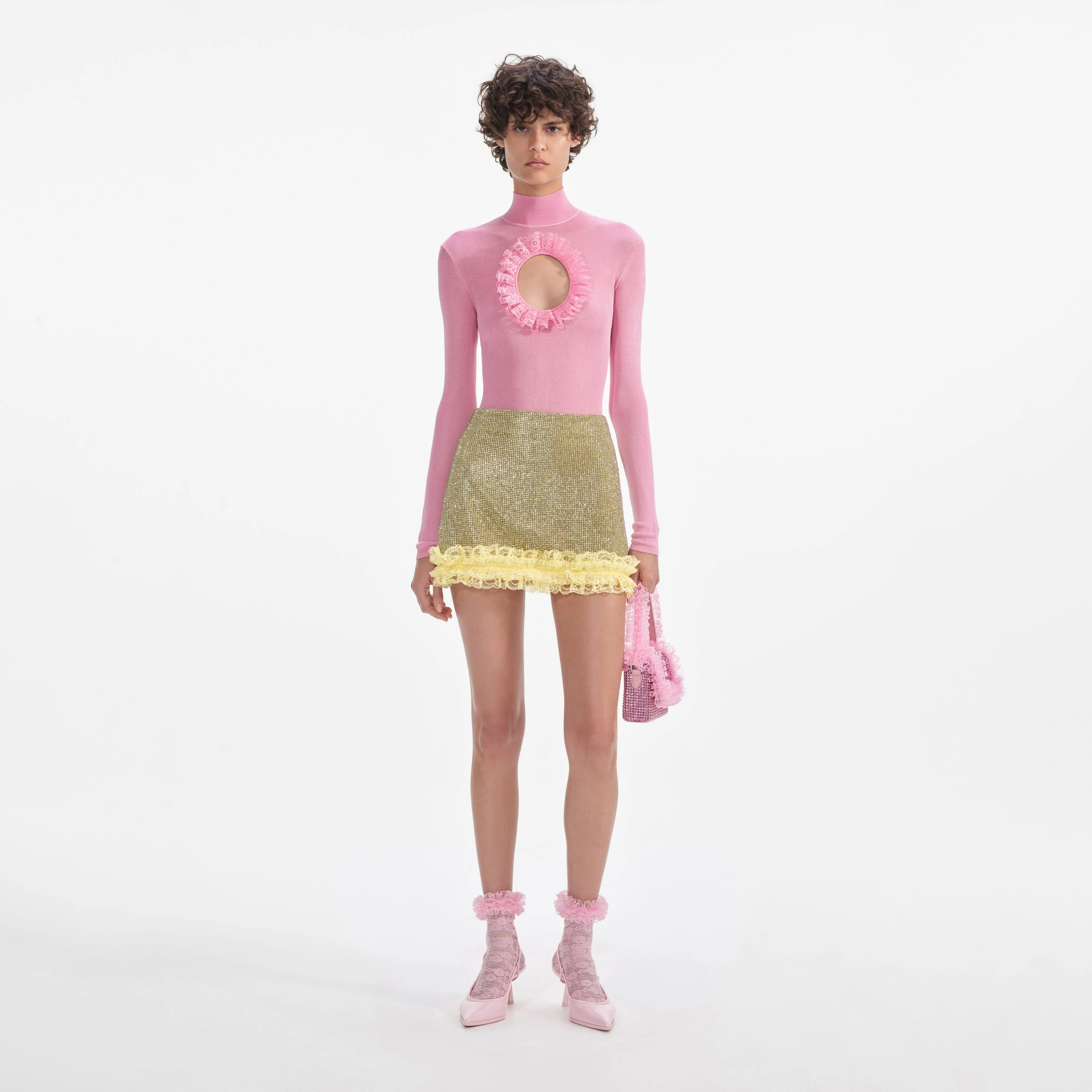 Pink Knit Cut Out Bodysuit