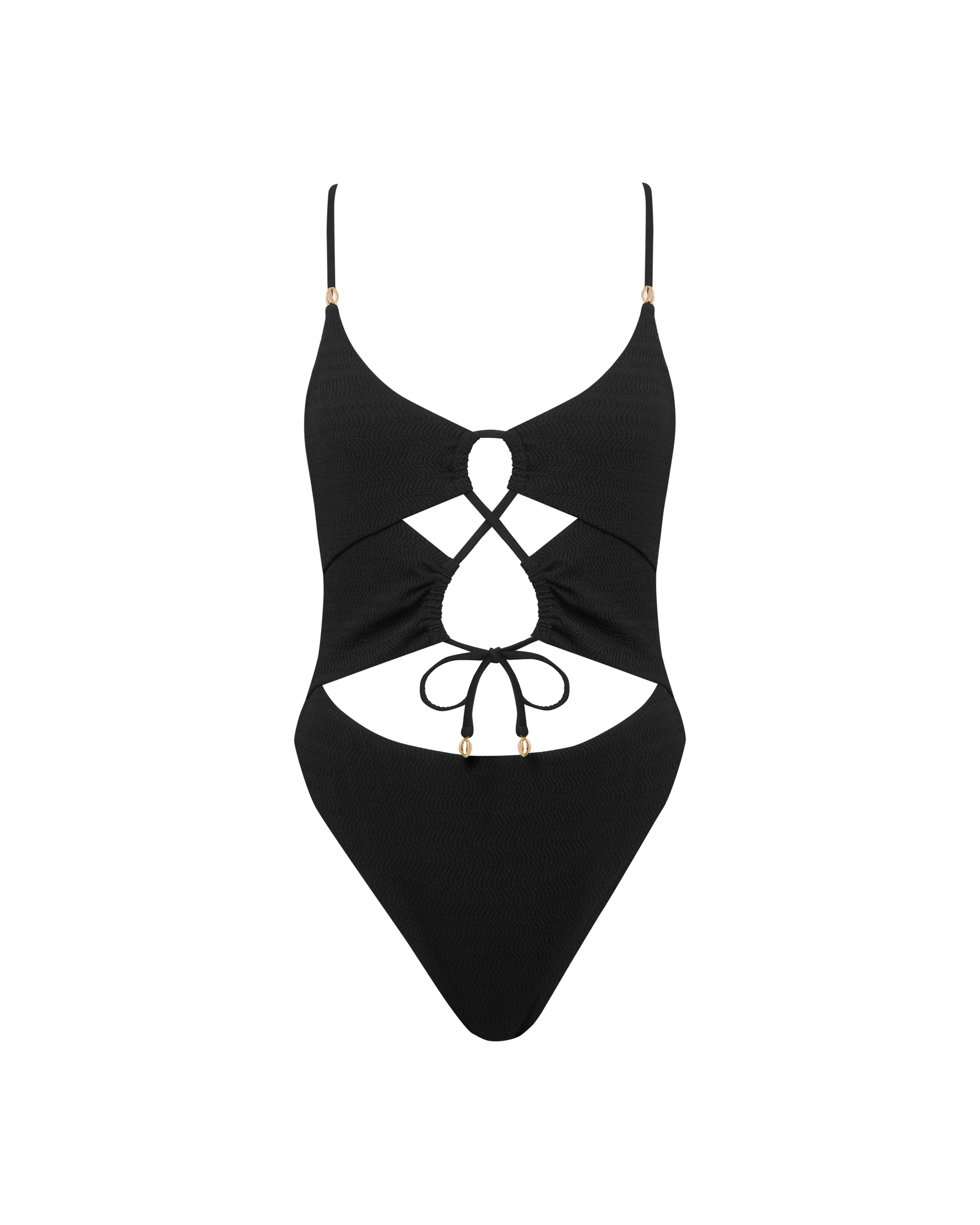 Shala Tie-Front Swimsuit Black