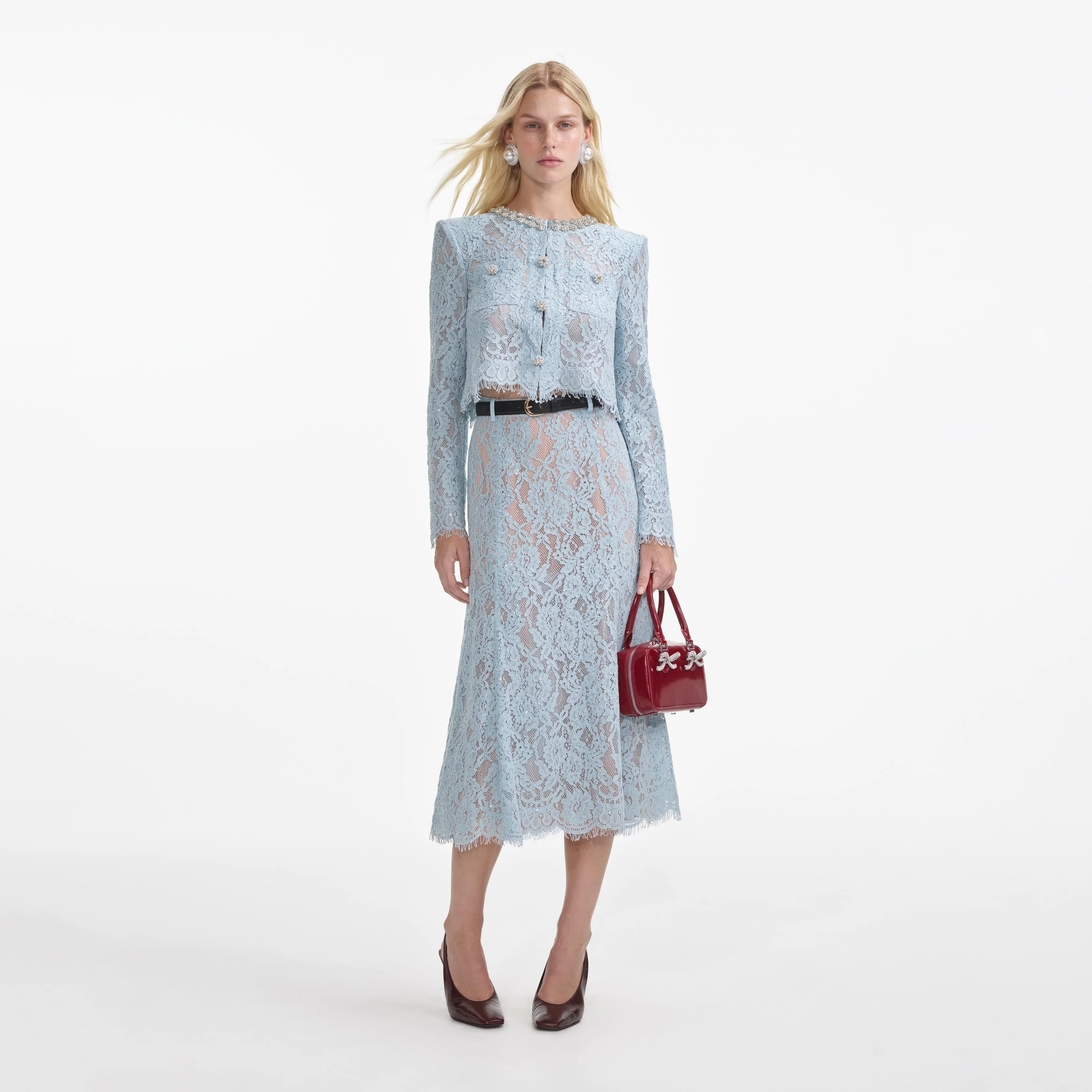 Blue Lace Embellished Top