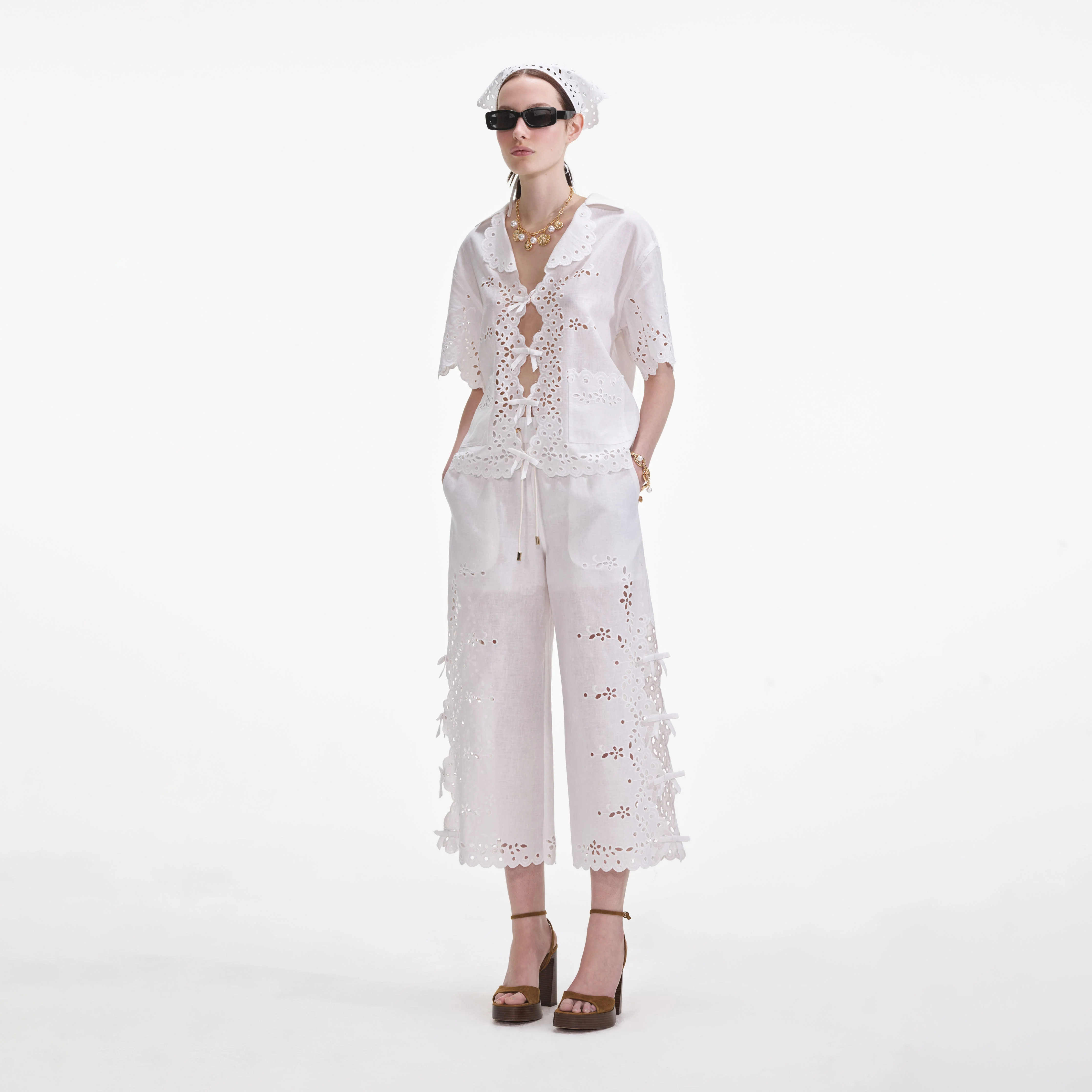 Cream Linen Embroidered Shirt