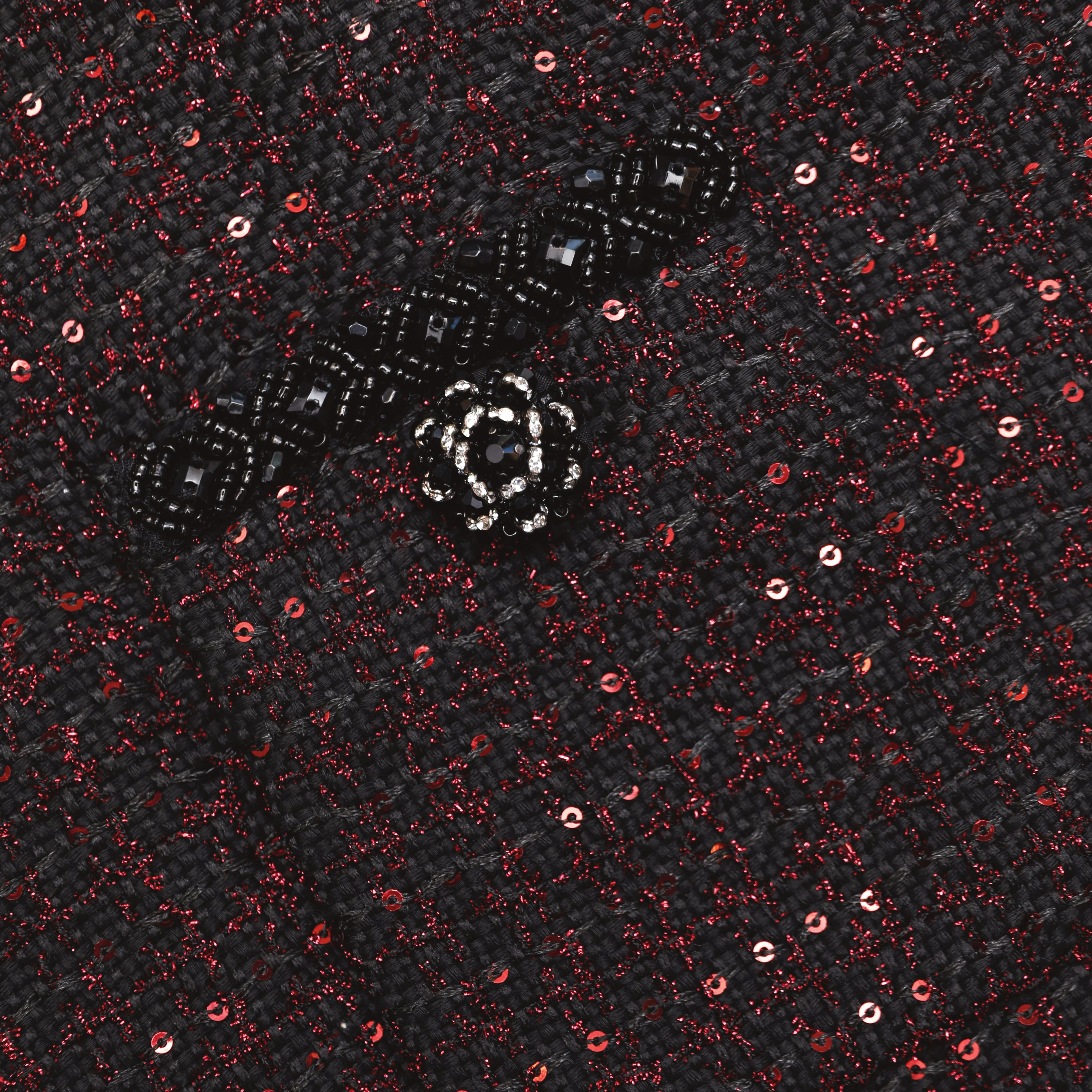 Black Metallic Boucle Midi Skirt