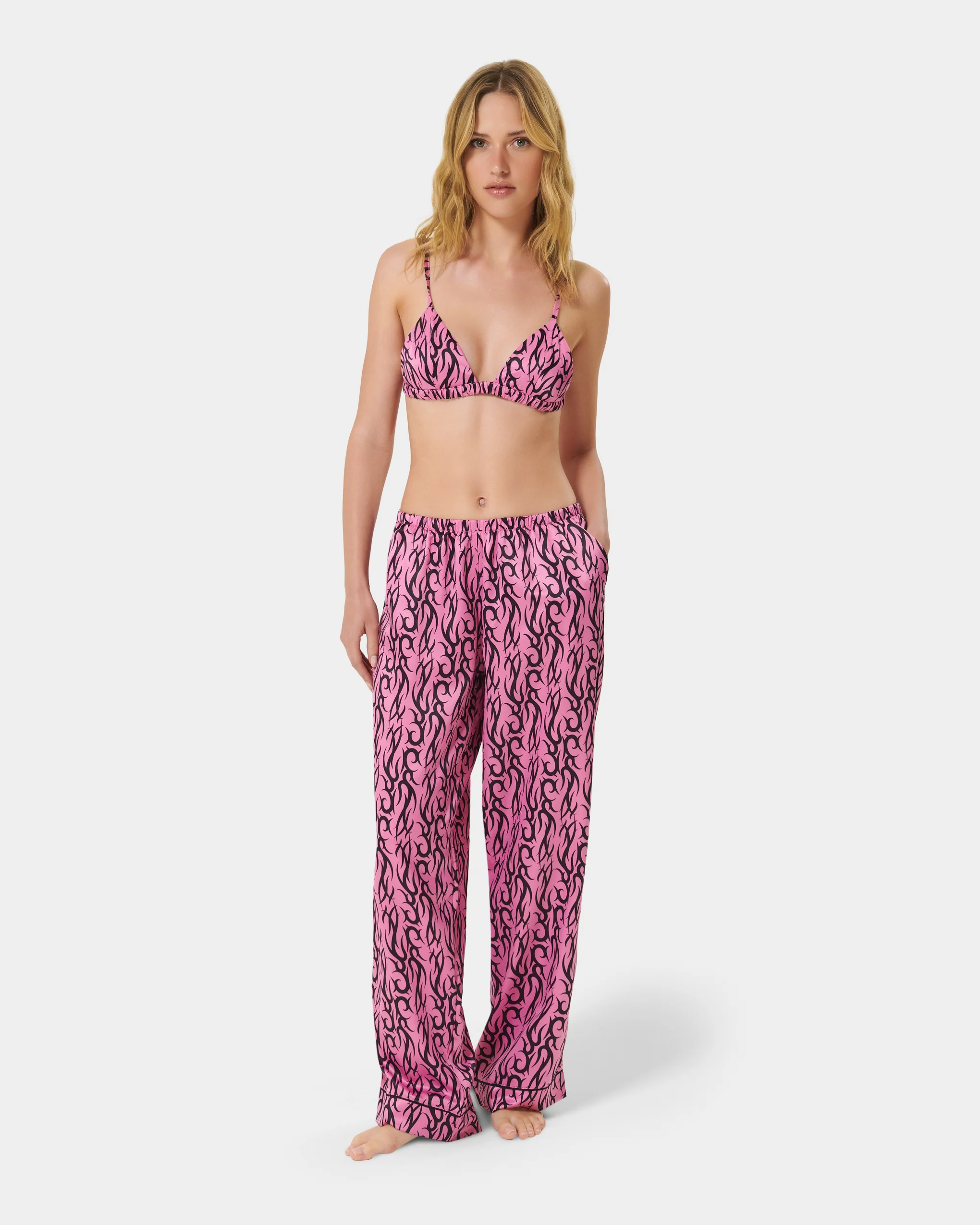 BB x Ashley Williams Tattoo Print Luxury Satin Trousers