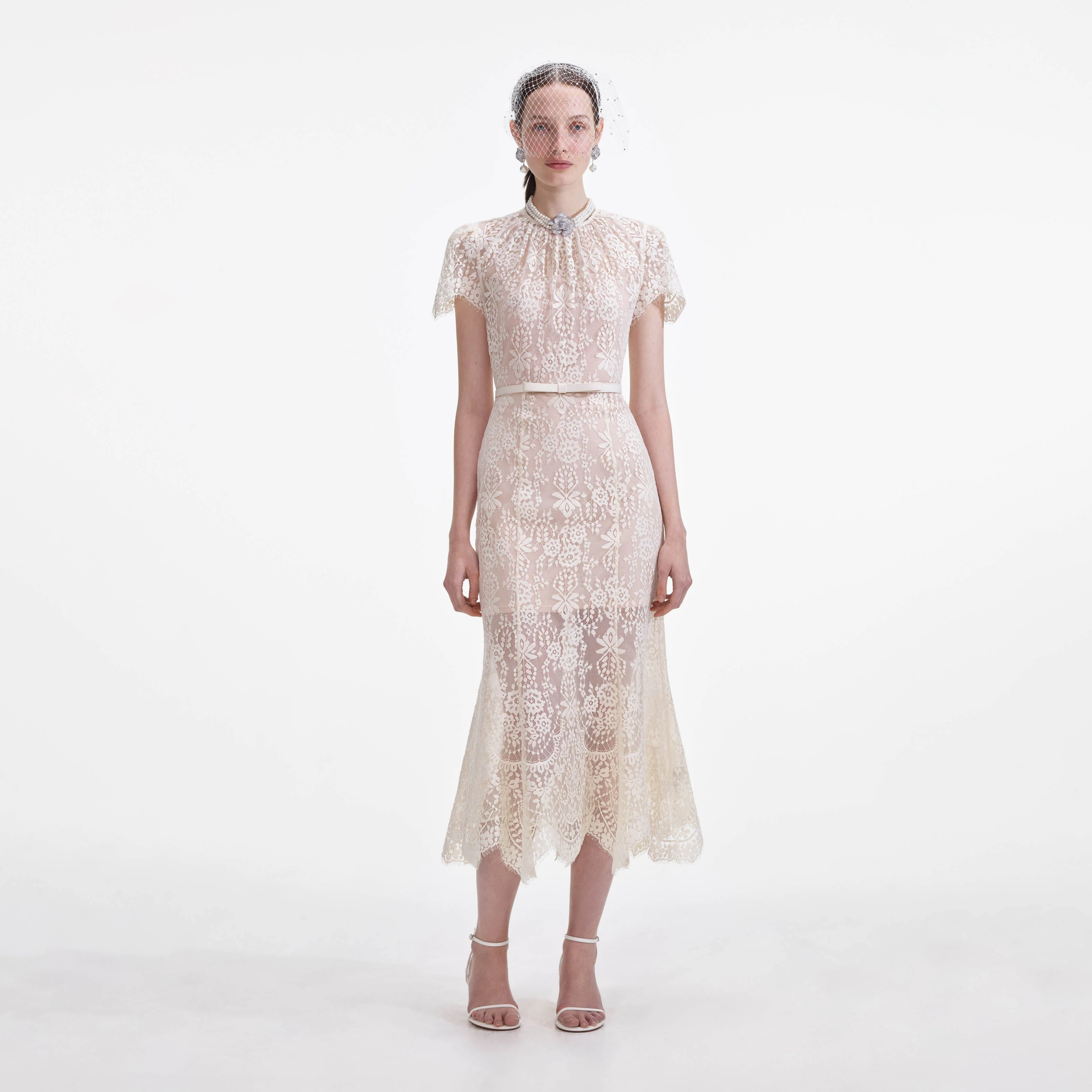 White Lace Midi Dress