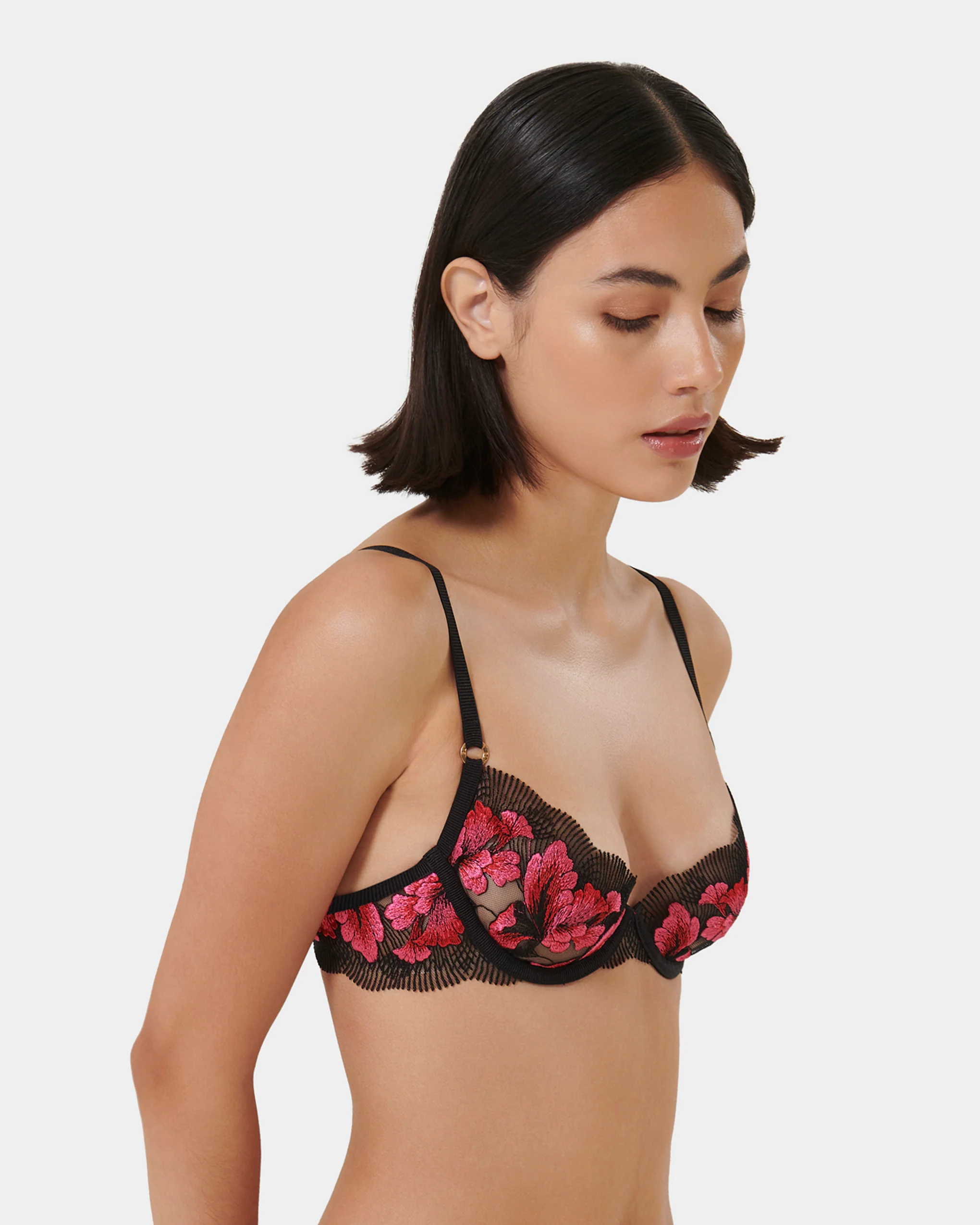 Vivienne Floral Embroidered Bra Pink