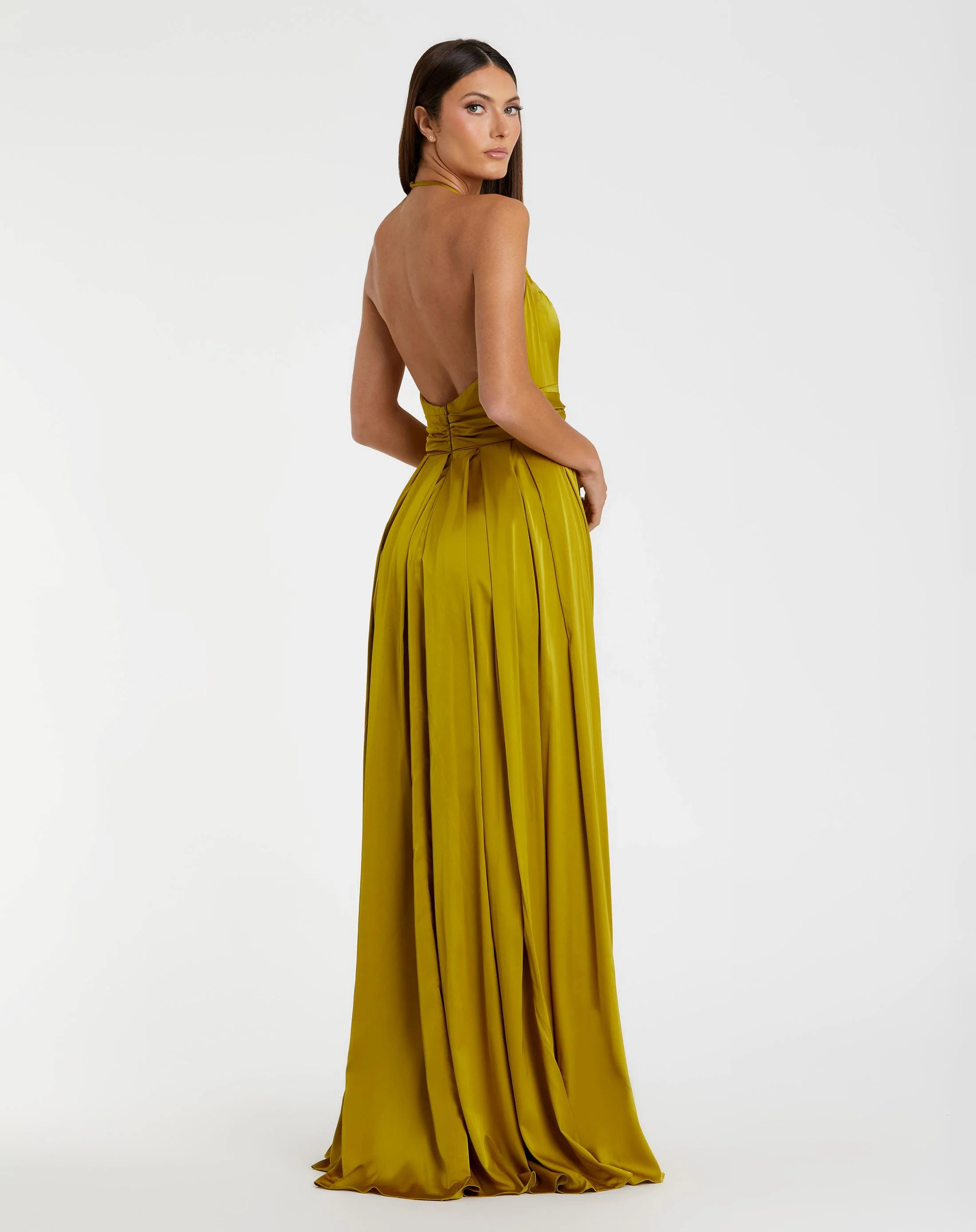 Green Halter Neck Charmeuse Gown