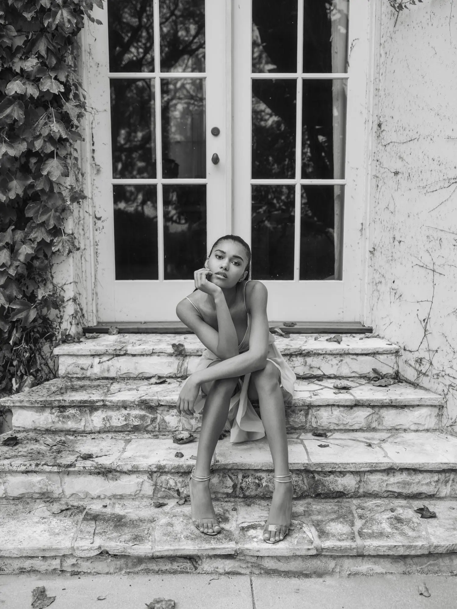 Blue Faux Wrap Bow Detail Flowy Mini Dress