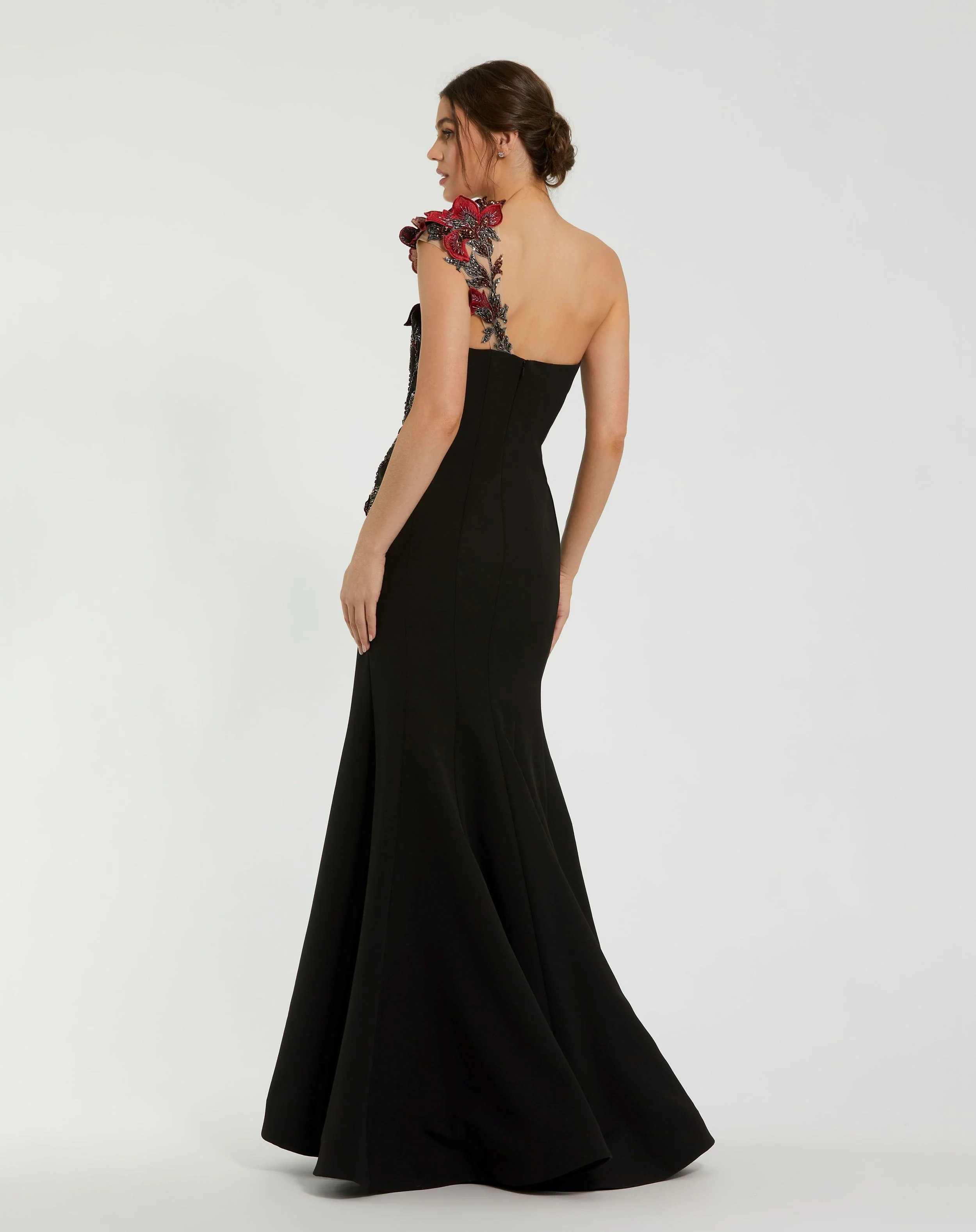 Black Off The Shoulder Embroidered Mermaid Gown