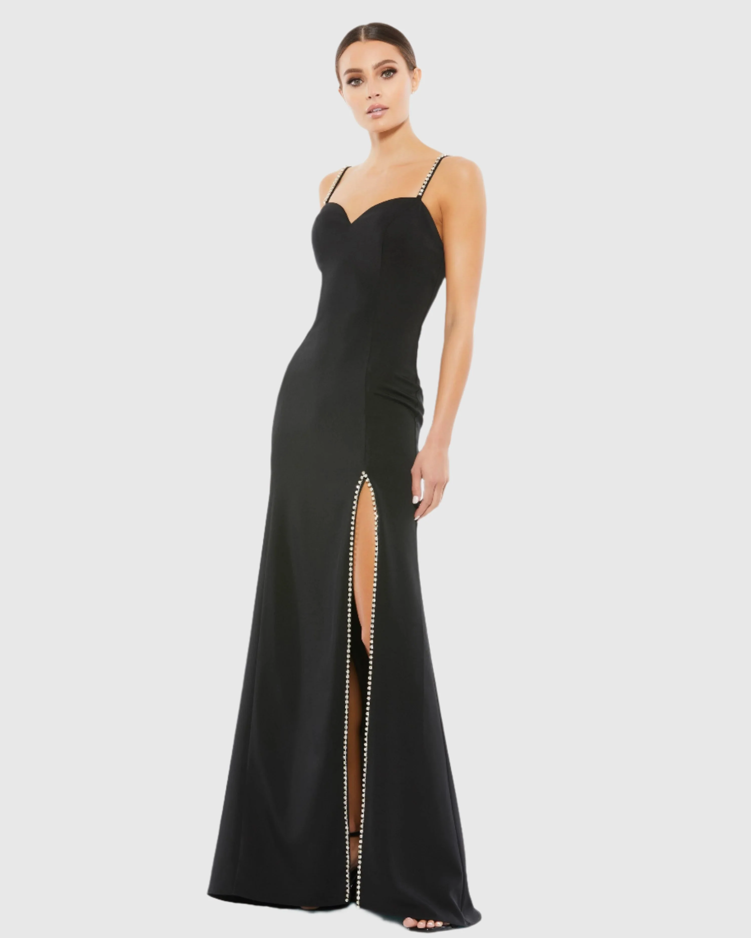 Black Sweetheart Evening Gown w/ Rhinestone Accents