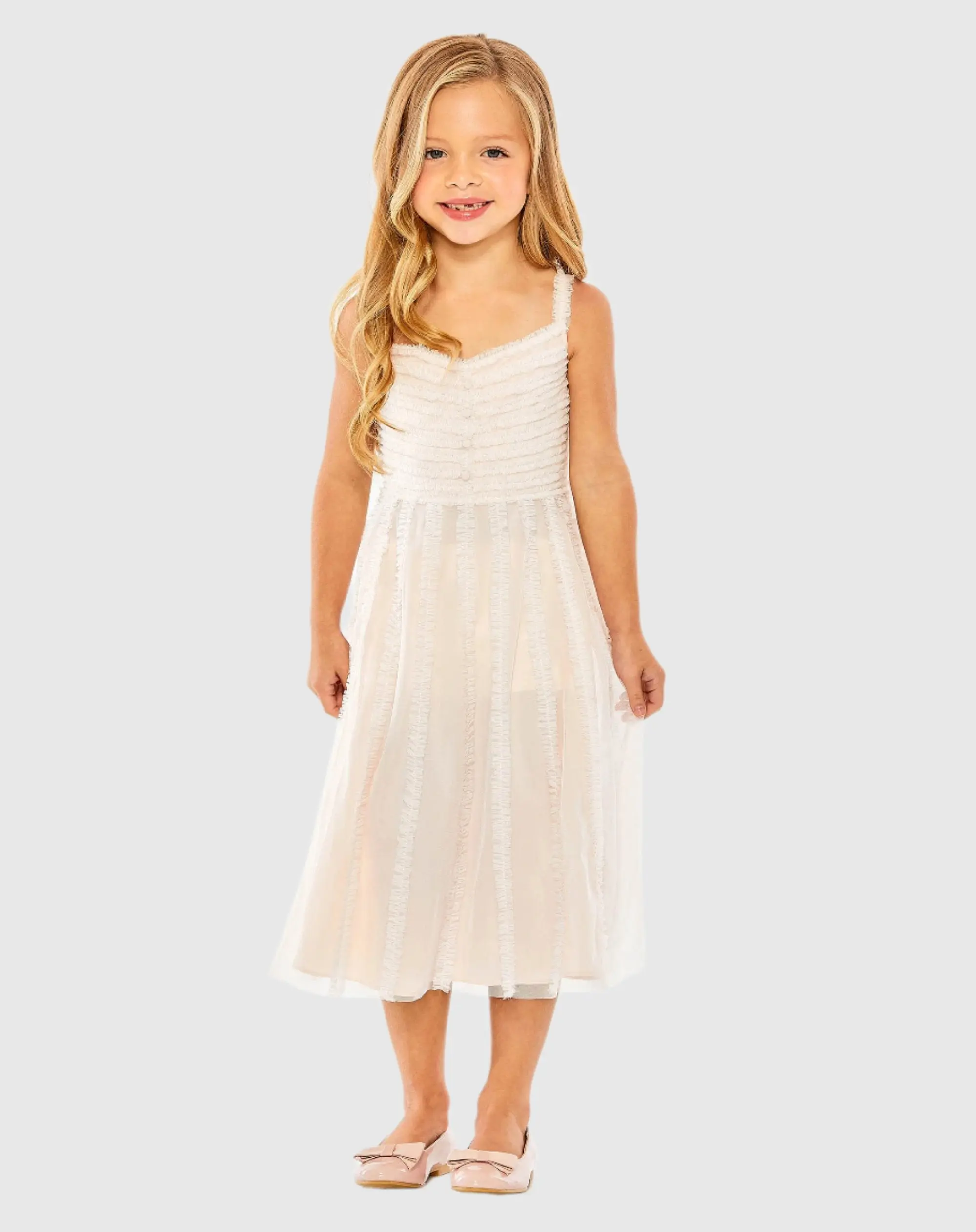 Girls Sleeveless Ruffle Tiered Mini Dress