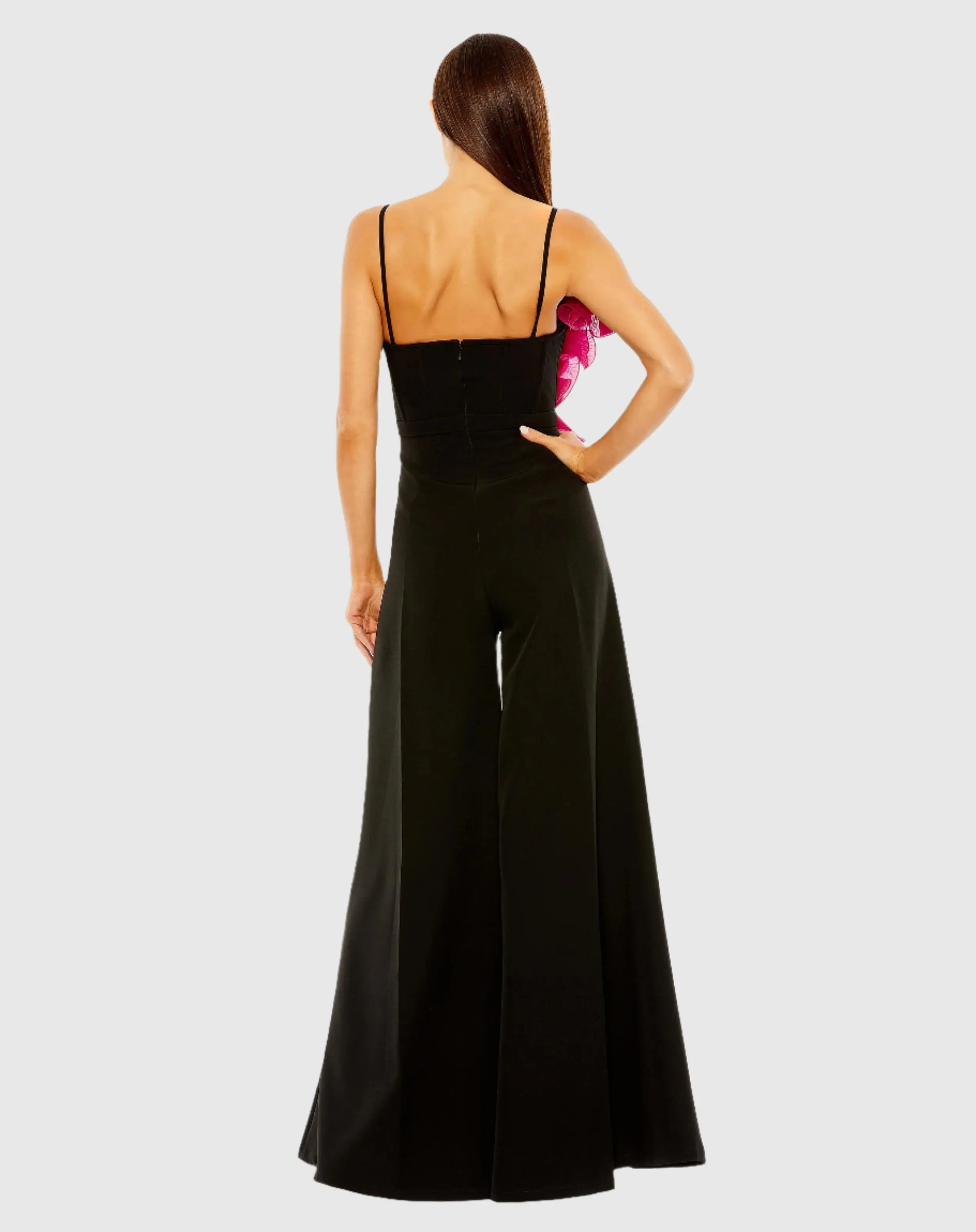 Black Oversized Ruffle Wide Leg Jumpsuit