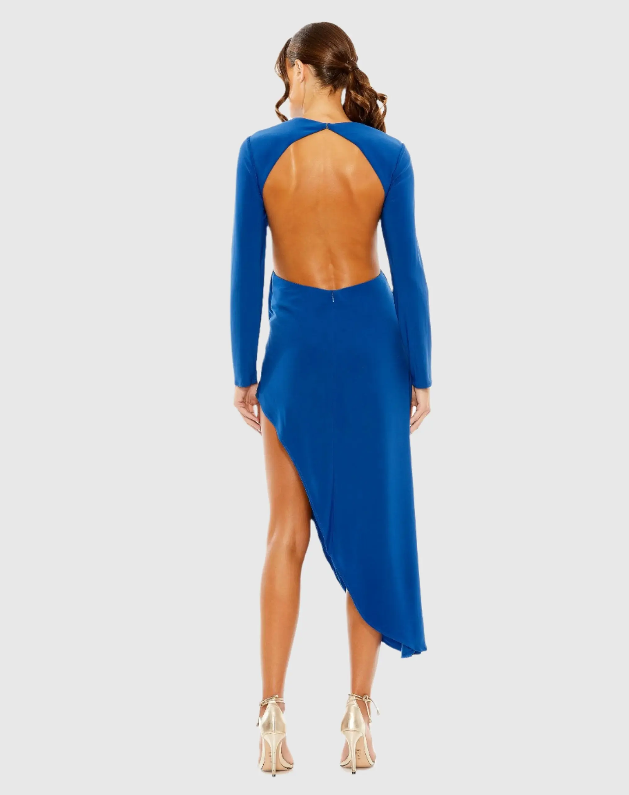 Blue Open Back Asymmetrical Jersey Dress - FINAL SALE