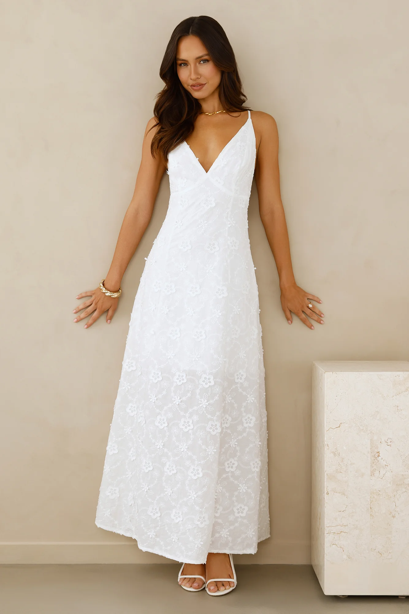 Soft Moonbeam Maxi Dress White