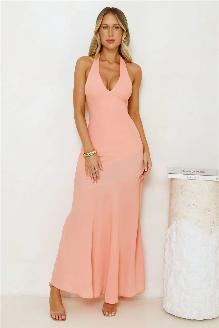 Polished Edge Halter Maxi Dress Orange