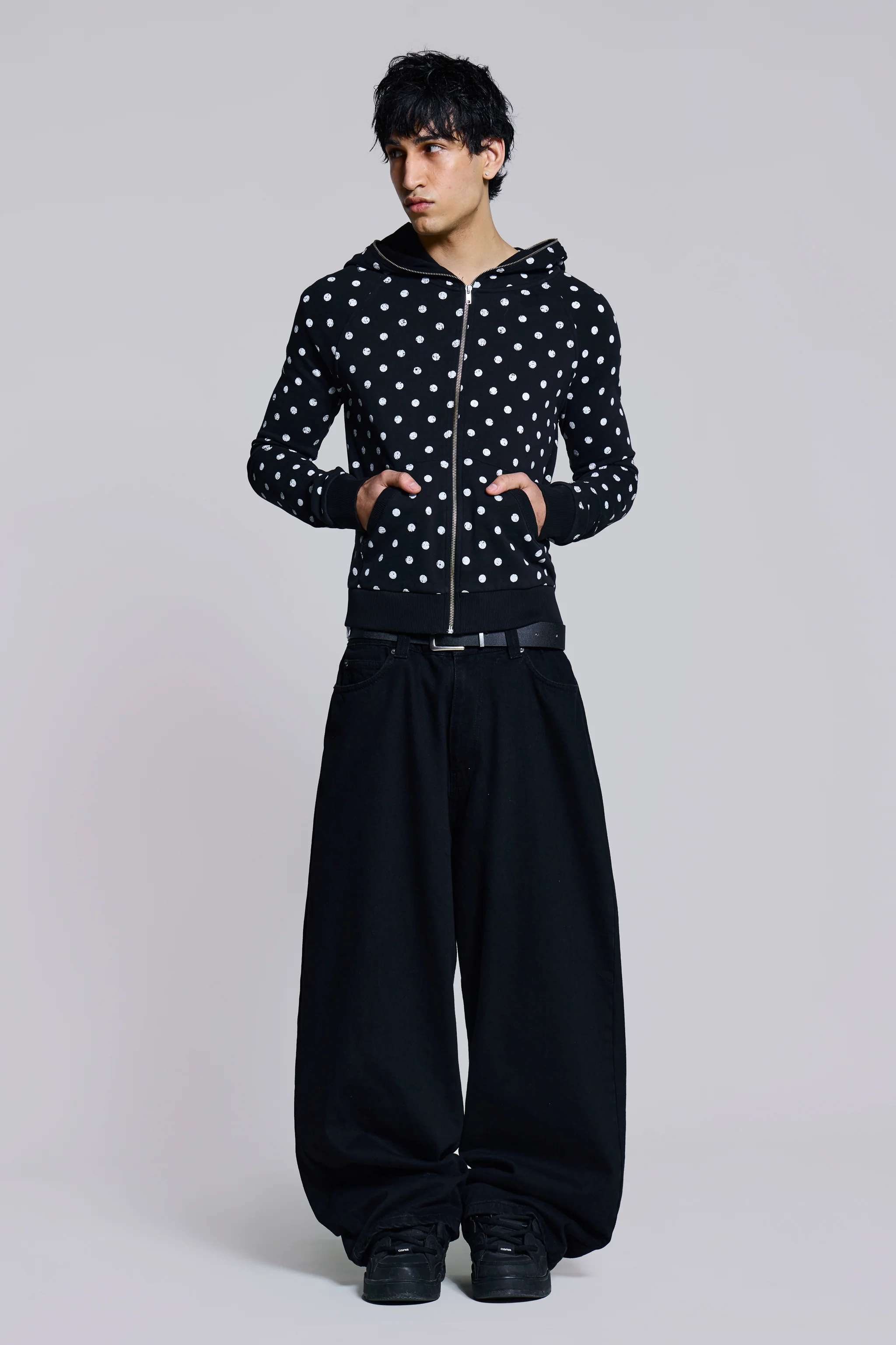 Mono Black Polkadot Mini Monster Hoodie