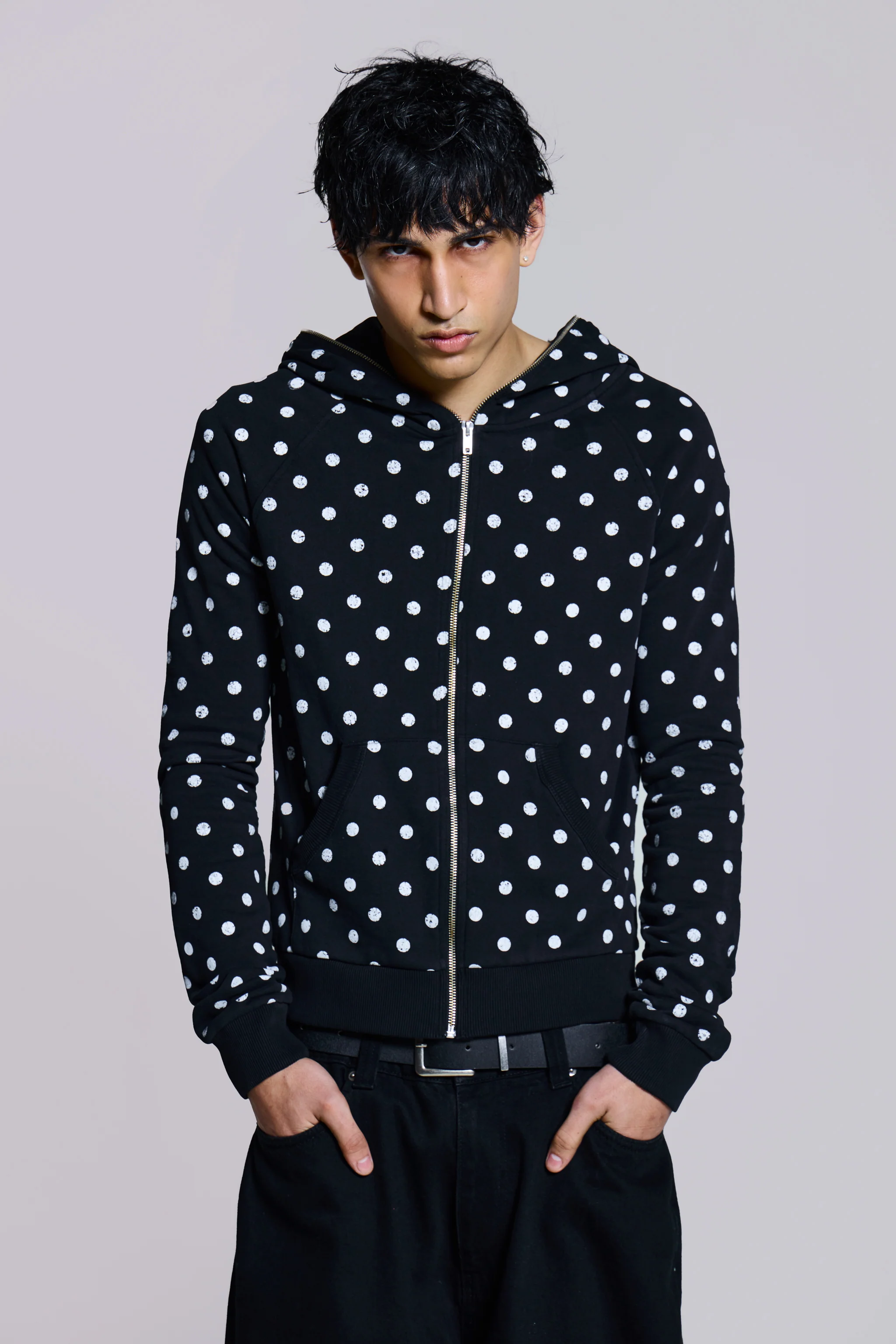 Mono Black Polkadot Mini Monster Hoodie