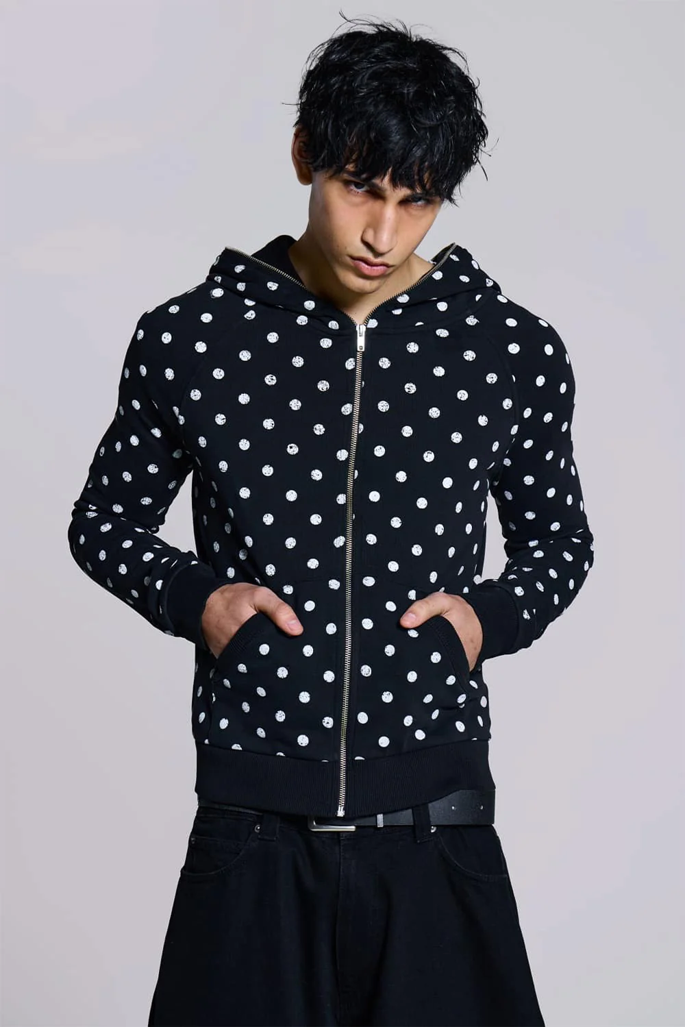 Mono Black Polkadot Mini Monster Hoodie