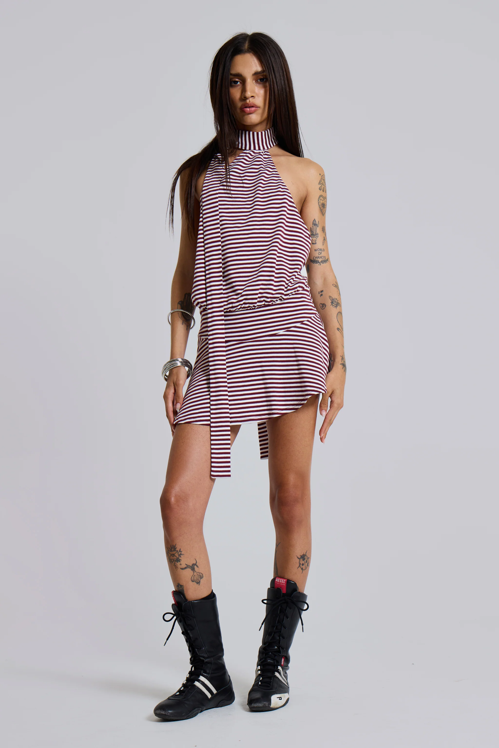 Enya Backless Mini Dress in Burgundy