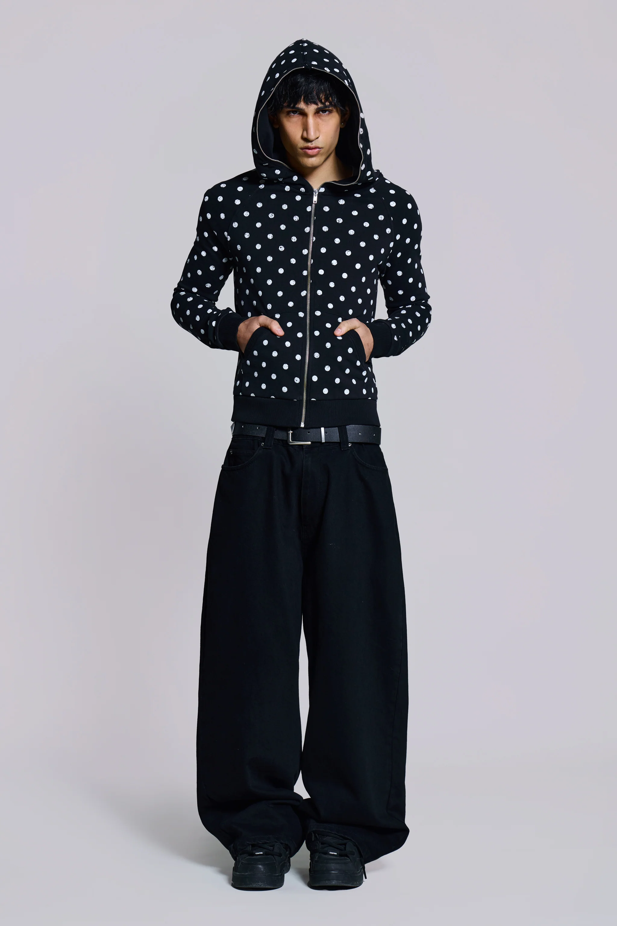 Mono Black Polkadot Mini Monster Hoodie