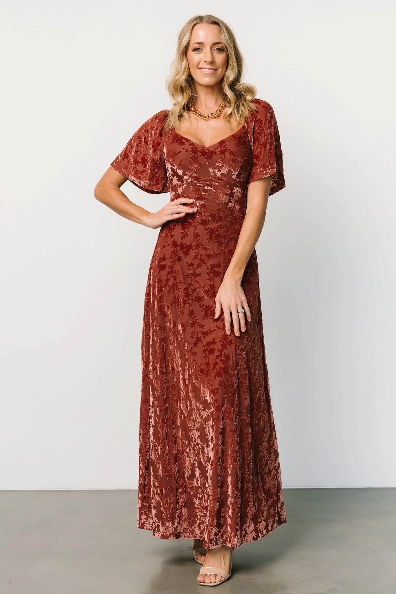 Everley Velvet Maxi Dress | Cinnamon