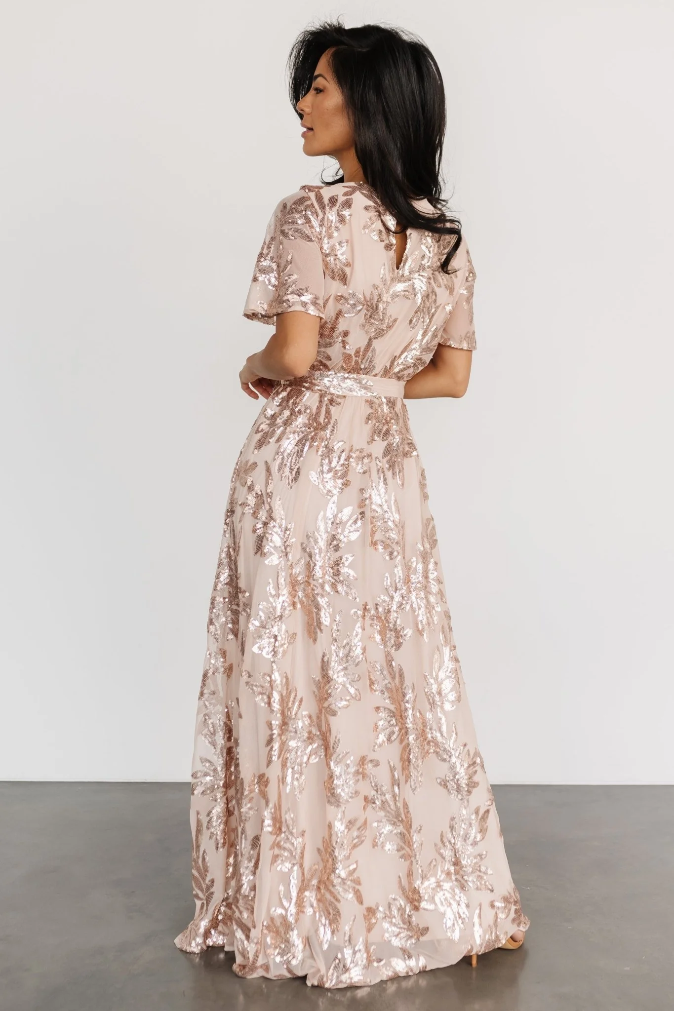 Muse Sequin Maxi Dress | Rose Gold