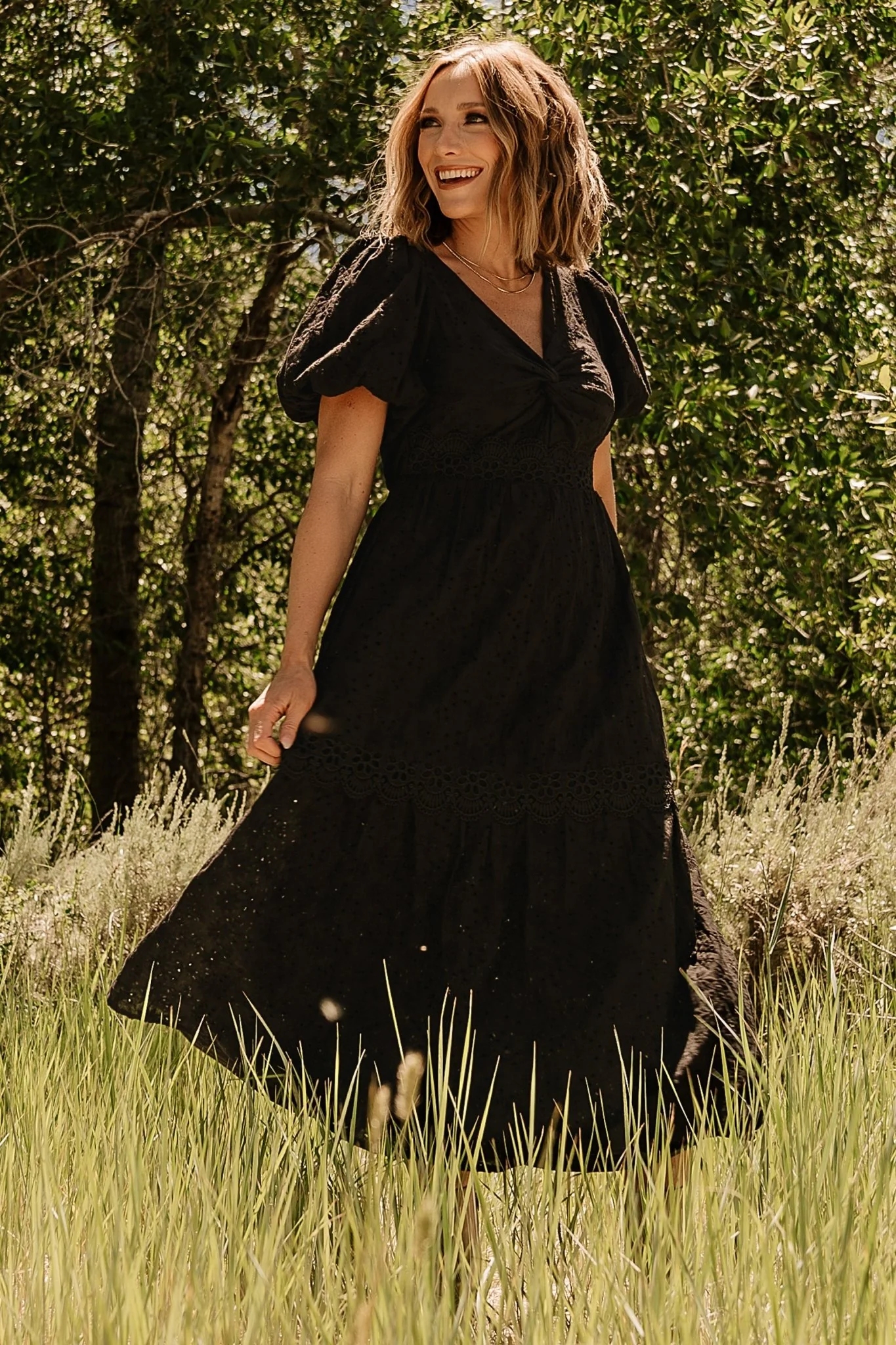Jackie Eyelet Maxi Dress | Black