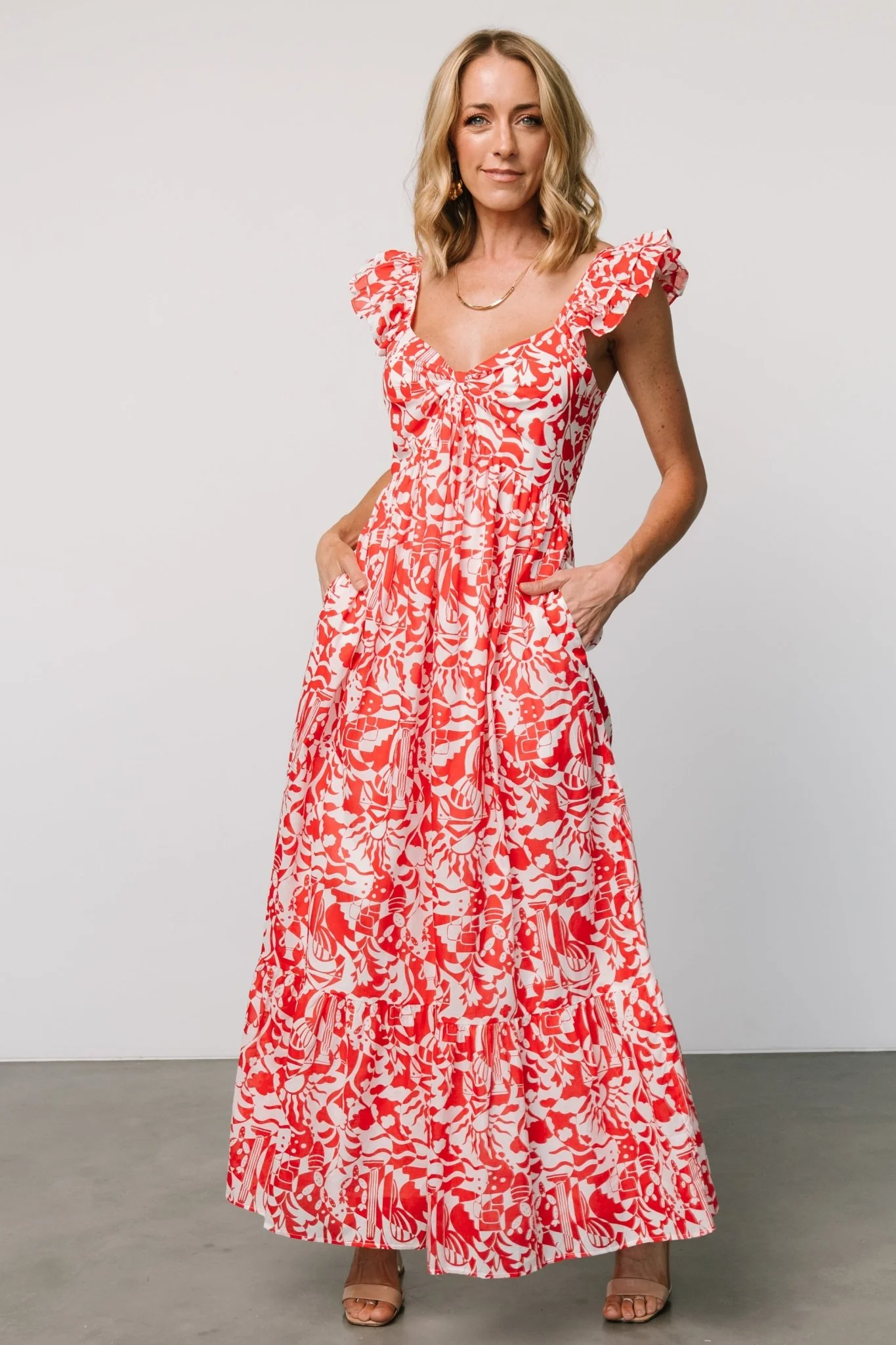 Renee Maxi Dress | White + Red