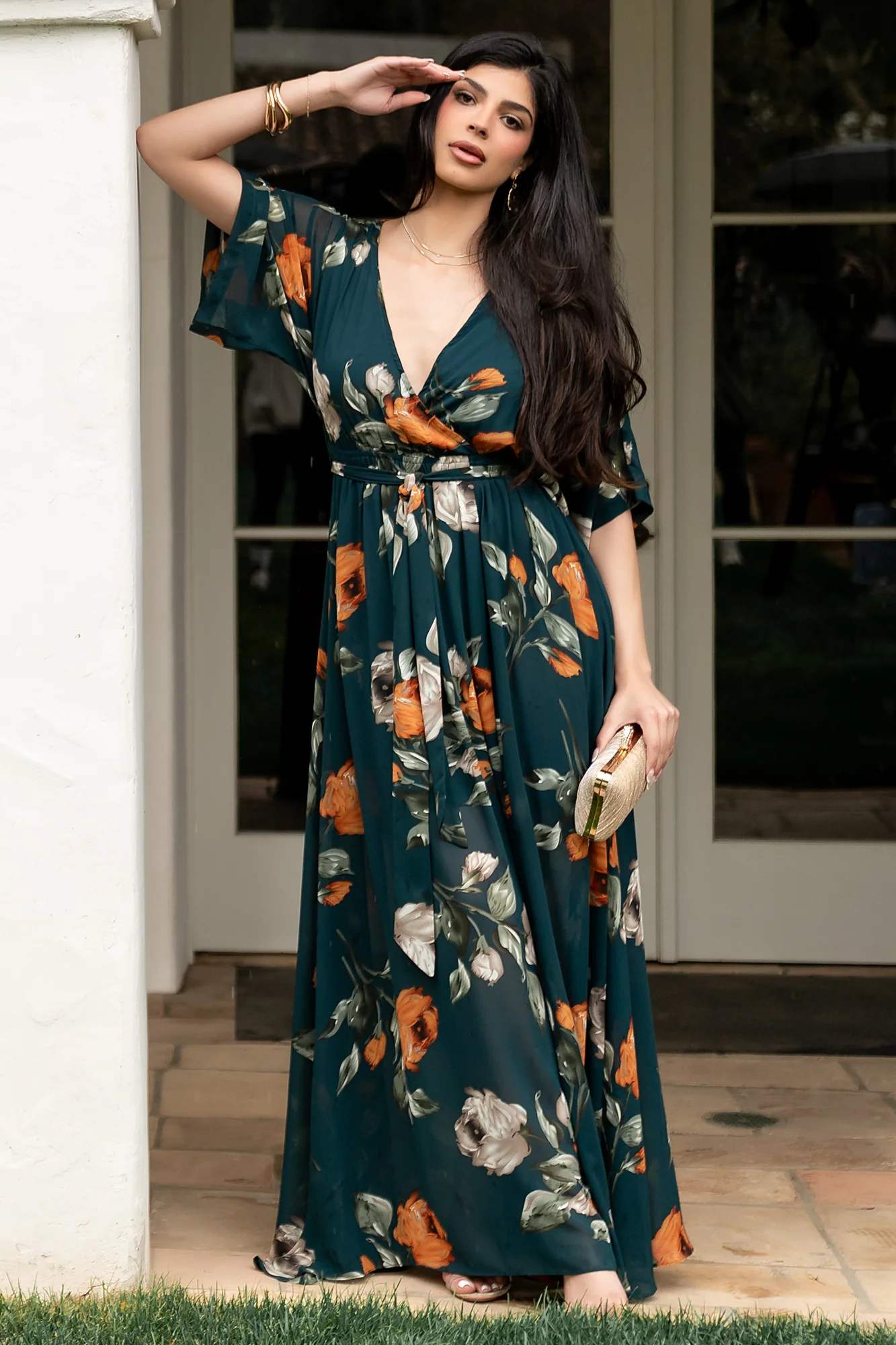 Kia Kimono Maxi Dress | Deep Topaz Floral