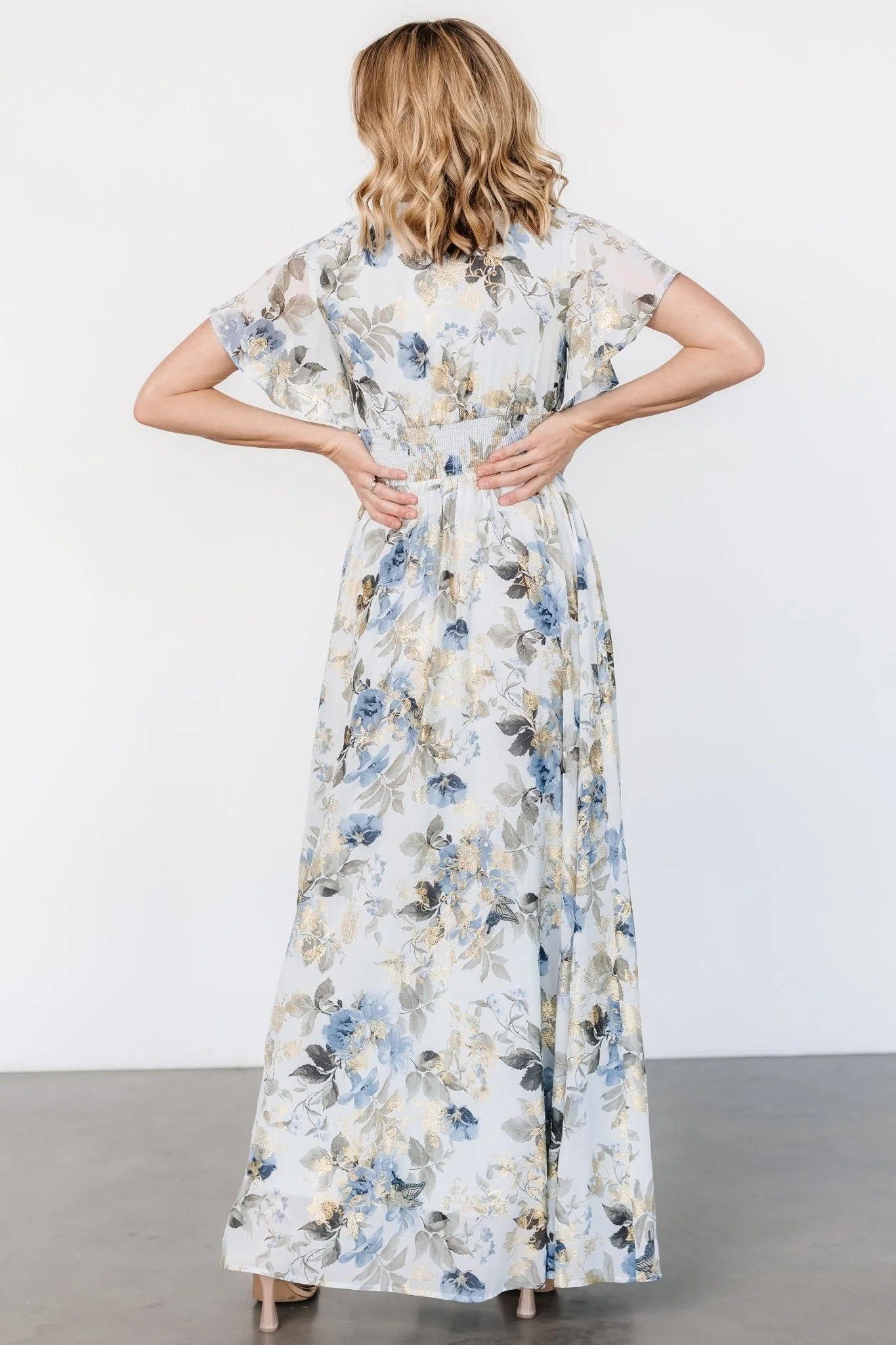 Lynlee Metallic Maxi Dress | Dusty Blue
