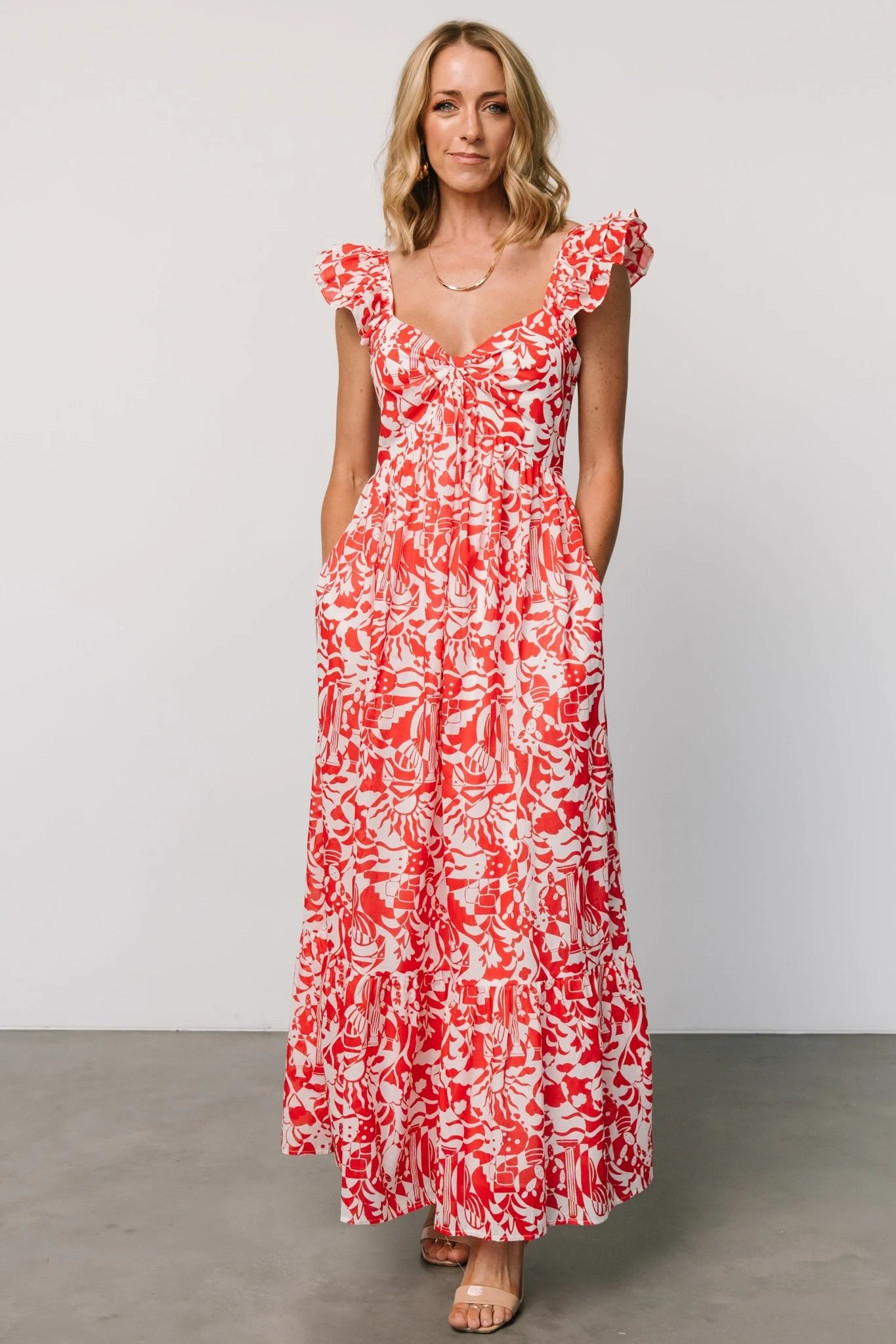 Renee Maxi Dress | White + Red