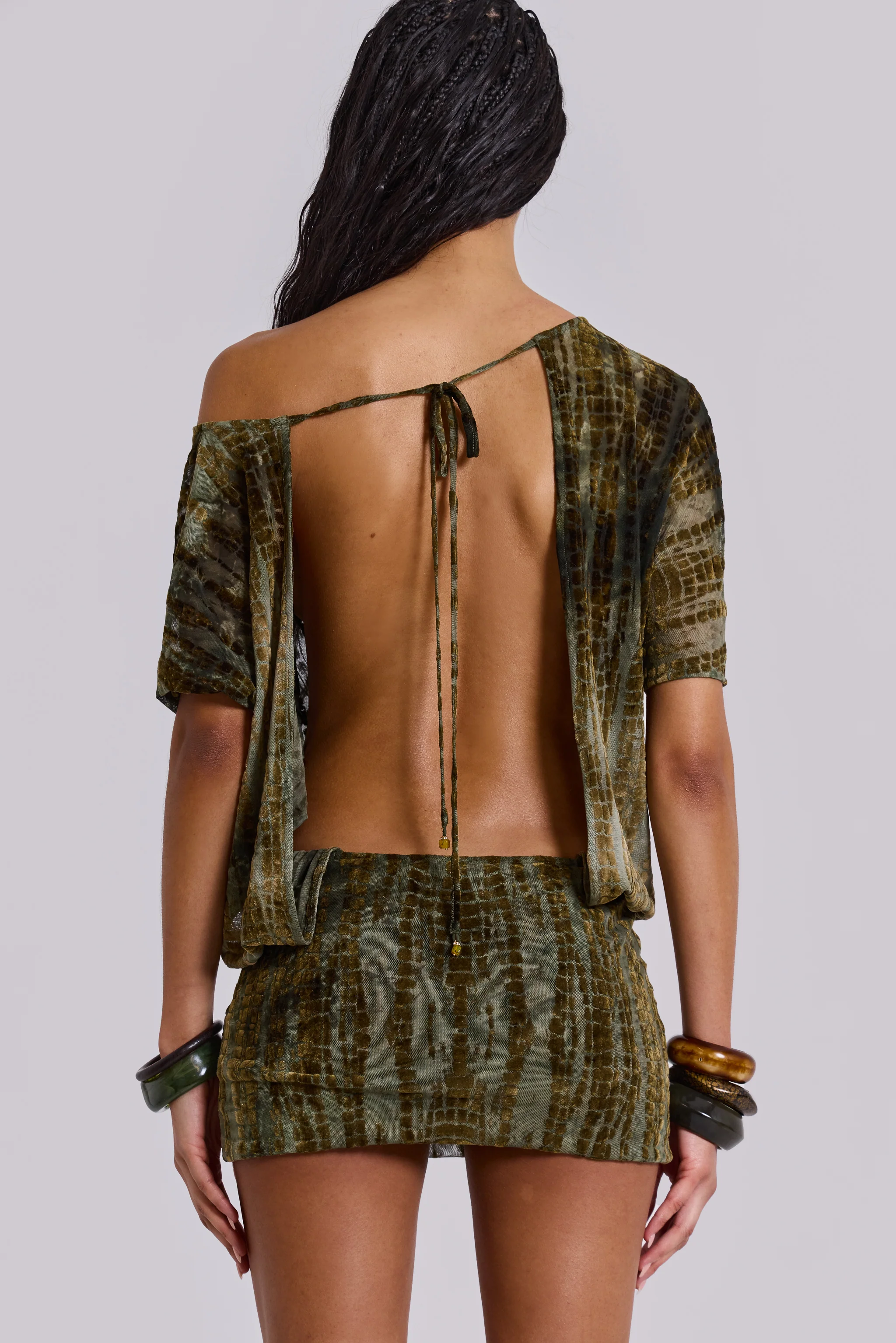 Ophidian Devore Backless Mini Dress