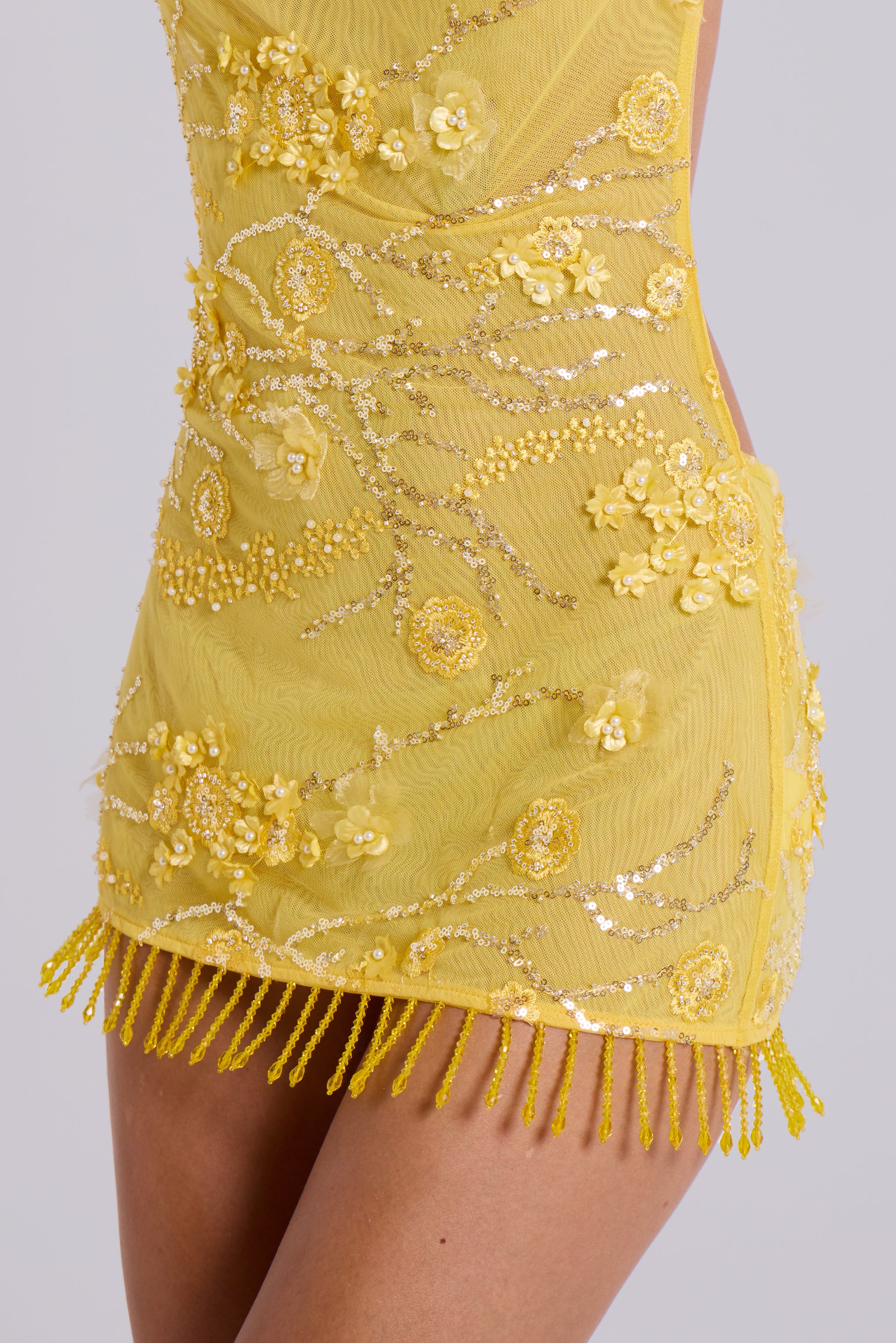 Ellora Embellished Mini Dress in Solar