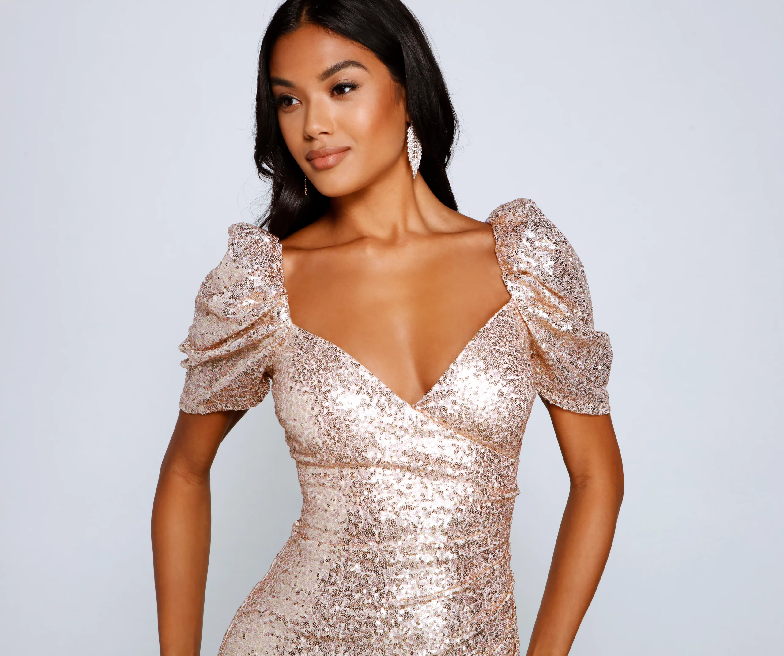 Axelle Formal Sequin Puff Sleeve Mini Dress