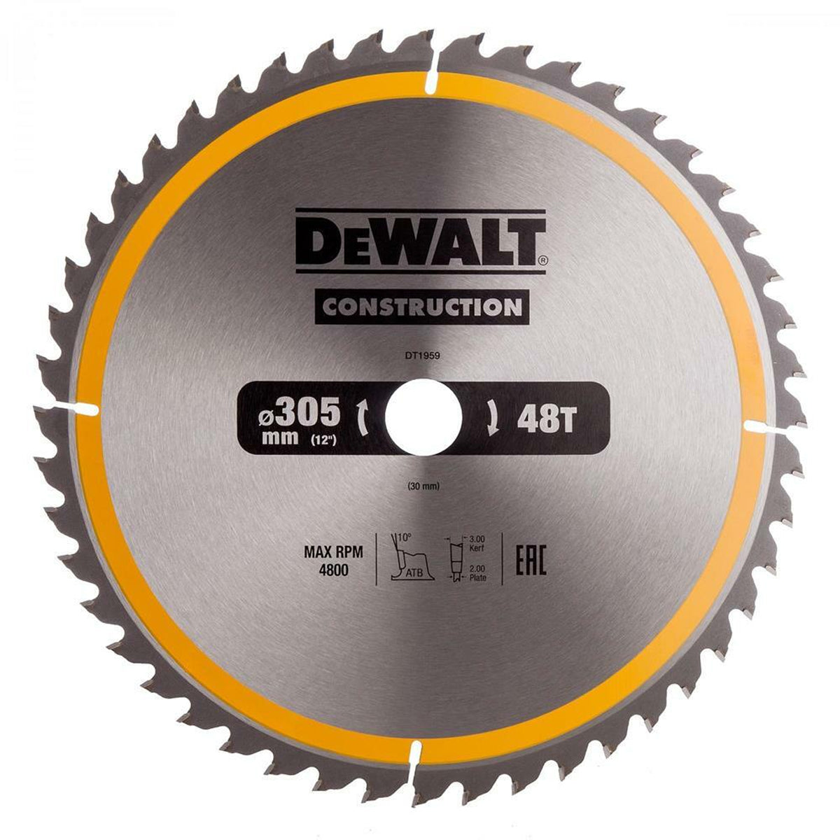 Dewalt Dt1959 Qz 305mm Construction Circular Saw Blade 48t