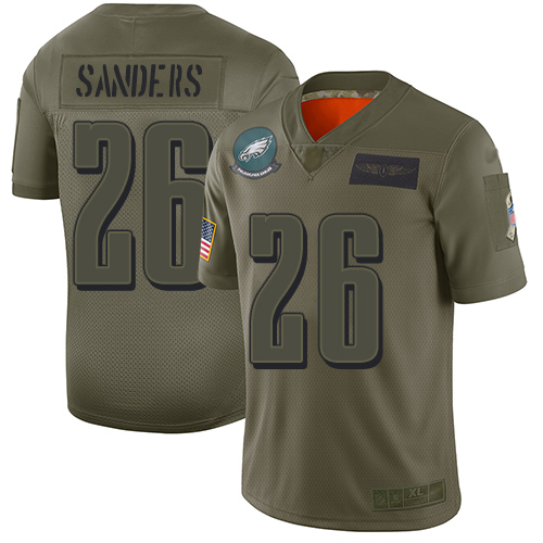 Eagles #26 Miles Sanders Camo Youth Stitched Limited 2019 Salute To Service Jersey