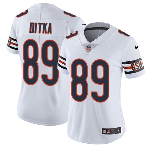 Bears #89 Mike Ditka White Women's Stitched Vapor Untouchable Limited Jersey