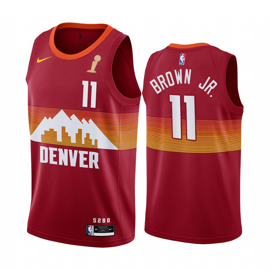 Nuggets #11 Bruce Brown Jr. Red Swingman 2023 Finals Champions City Edition Jersey