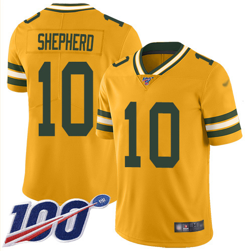 Green Bay Packers #10 Darrius Shepherd Gold Youth Stitched Limited Inverted Legend 100th Season Jersey Youth