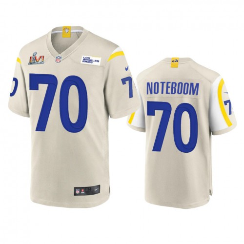 Los Angeles Los Angeles Rams #70 Joseph Noteboom Men's Super Bowl LVI Patch Game Jersey - Bone Men's