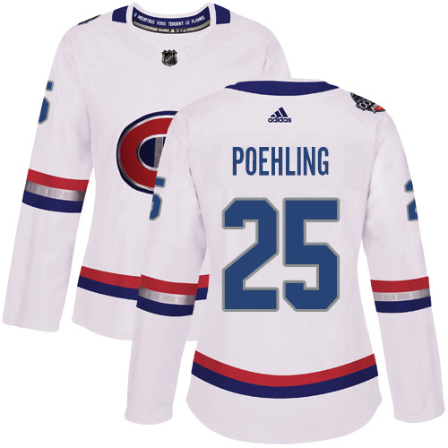 Adidas Montreal Canadiens #25 Ryan Poehling White Authentic 2017 100 Classic Women's Stitched Jersey Womens